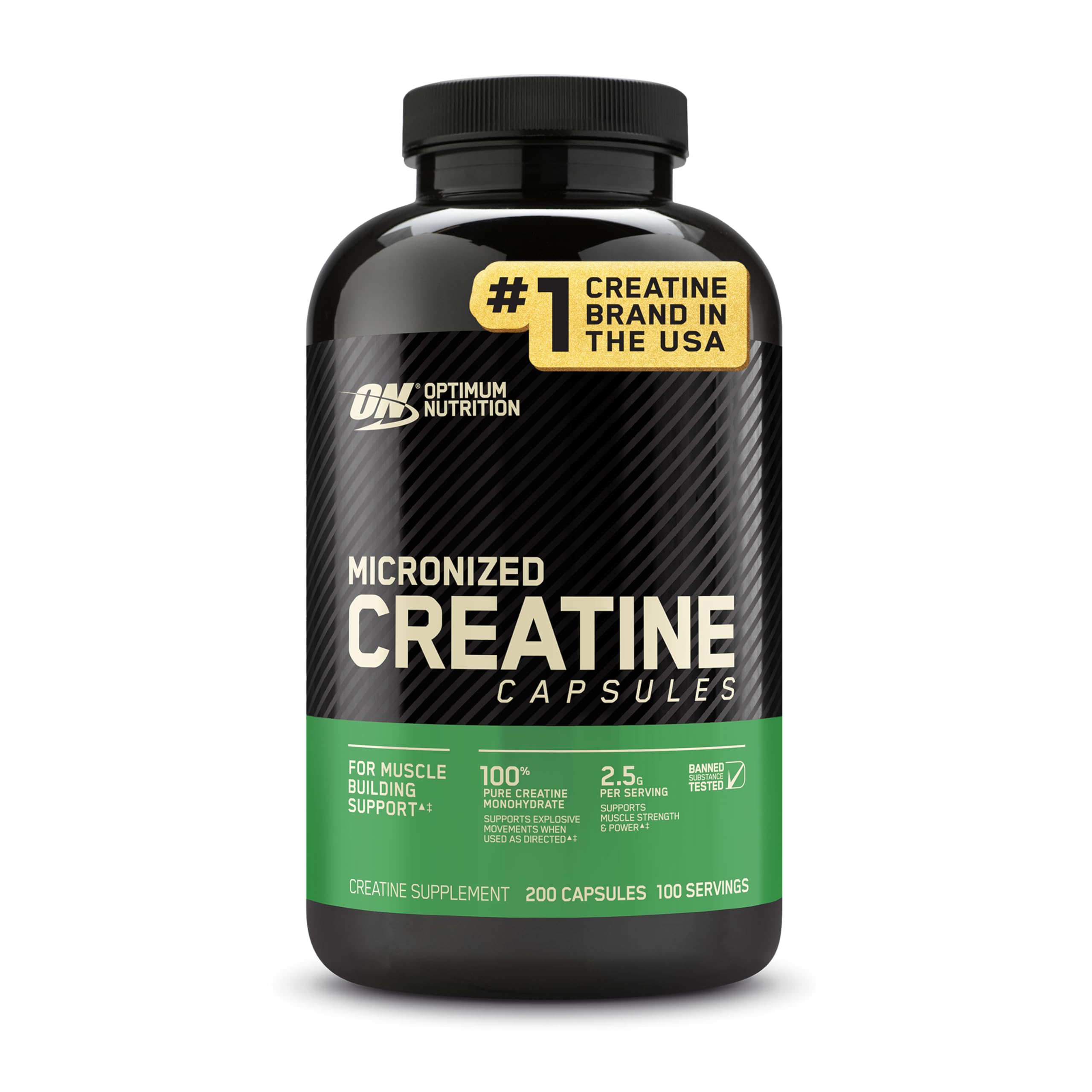 Optimum Nutrition Micronized Creatine Monohydrate powder in 300g unflavored package, 60 servings, shown in a resealable bag