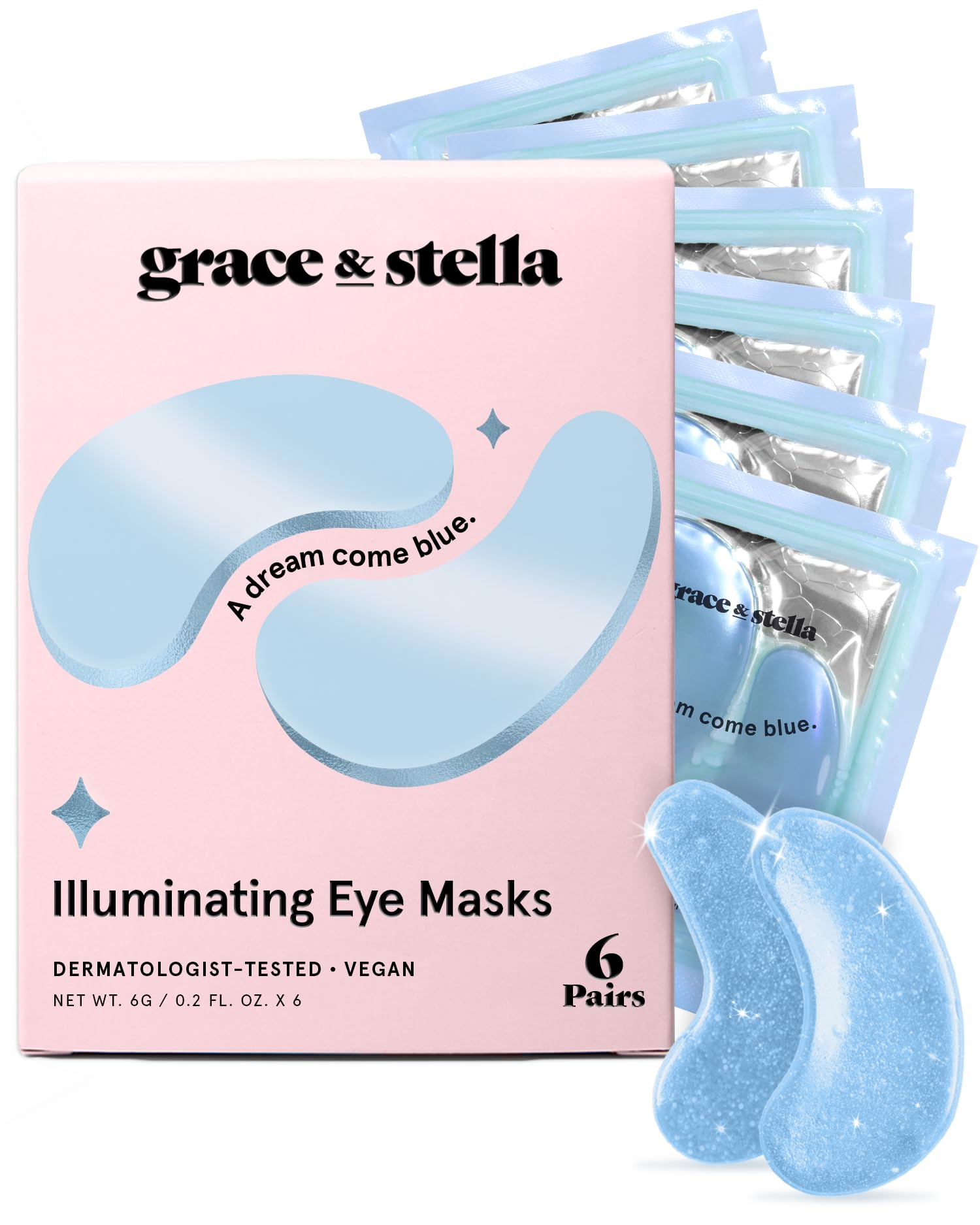 Old World Hub Grace & Stella gold under eye mask gel patches for dark circles, puffiness, and undereye bags, 24 pairs.