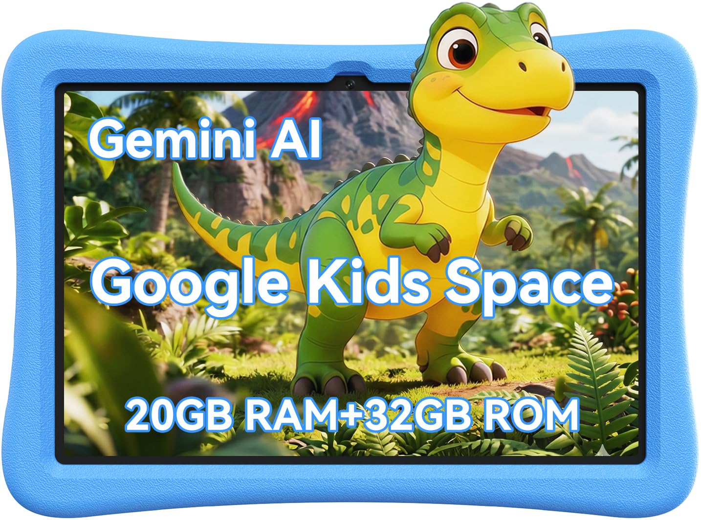 SVITOO Kids Tablet 10 Inch, Android Tablets Toddler Tablet with Parental Controls, 20GB Ram 32GB ROM 1TB Expandable, Dual Camera, 6000mah WiFi 6, Shockproof Eva Case Blue