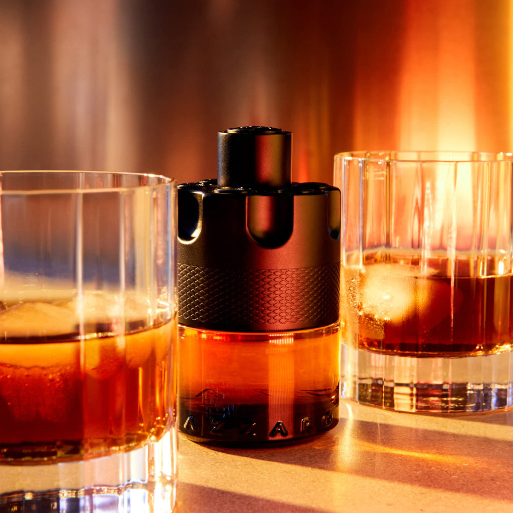 Azzaro The Most Wanted Intense men's cologne bottle with spiced, seductive fragrance, ideal for date night and lasting wear.