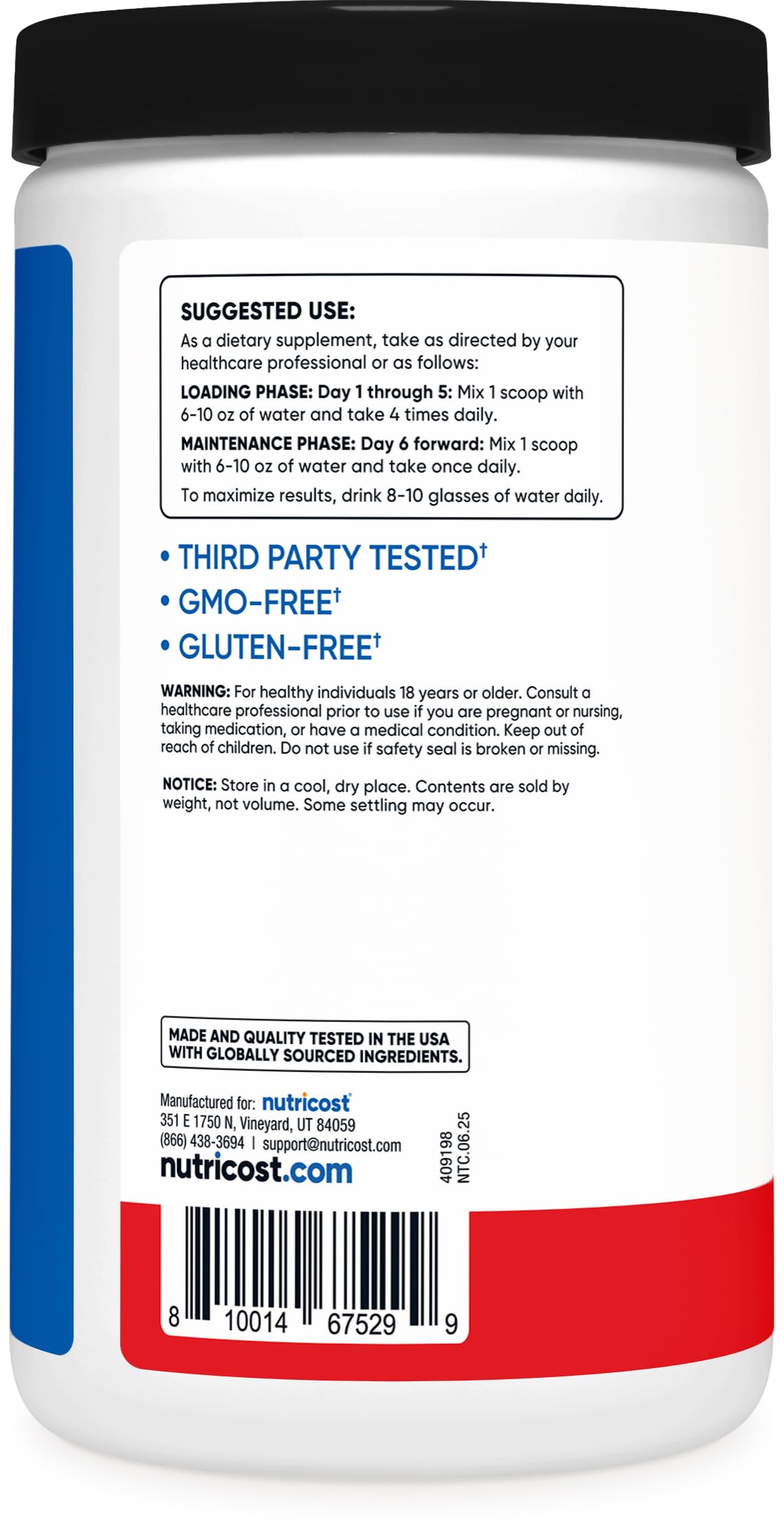 Old World Hub Nutricost Creatine Monohydrate Micronized Powder in 17.9 oz container, showing the supplement powder and label.