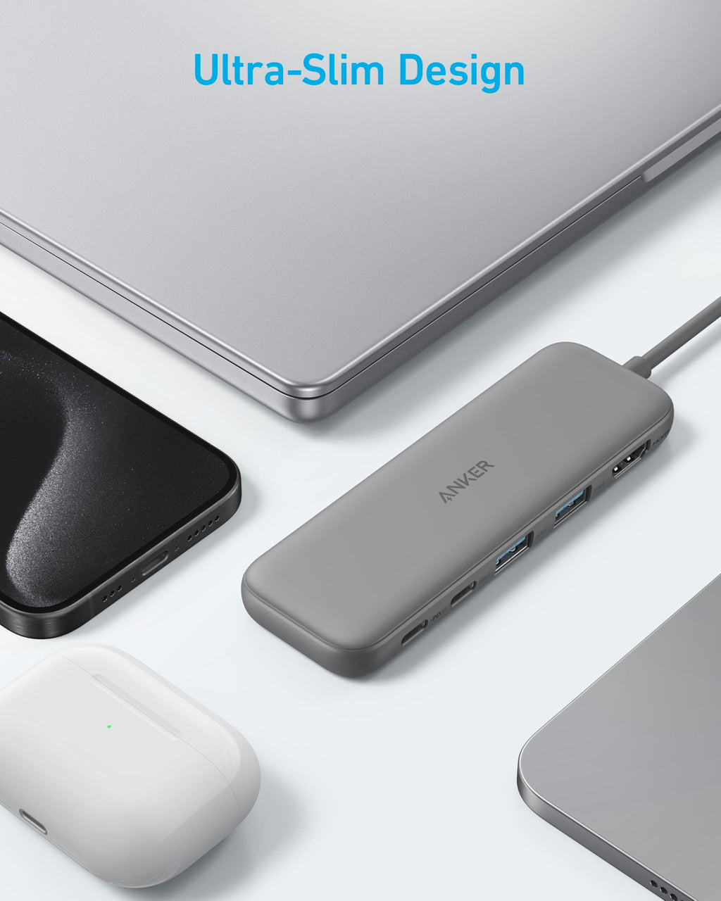Anker 5-in-1 USB C Hub with HDMI 4K output, USB-C and USB-A ports, green color, compatible with MacBook Pro, Dell XPS, Lenovo, HP laptops