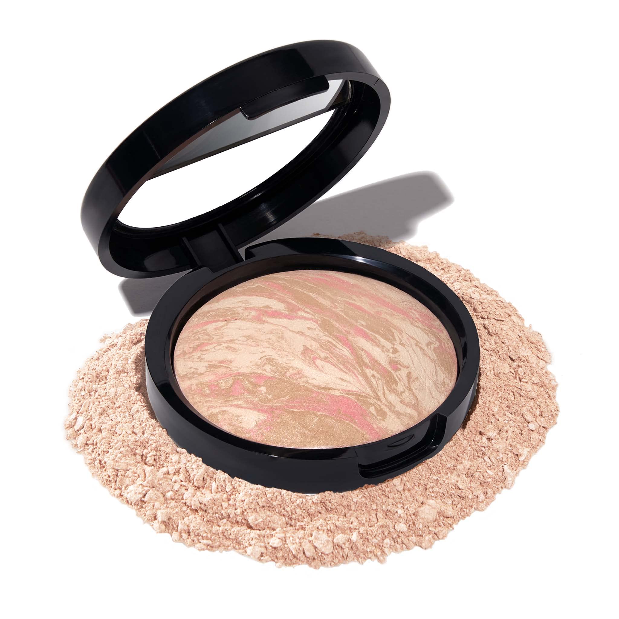 LAURA GELLER NEW YORK baked balance-n-brighten color correcting powder foundation in medium, with natural demi-matte finish