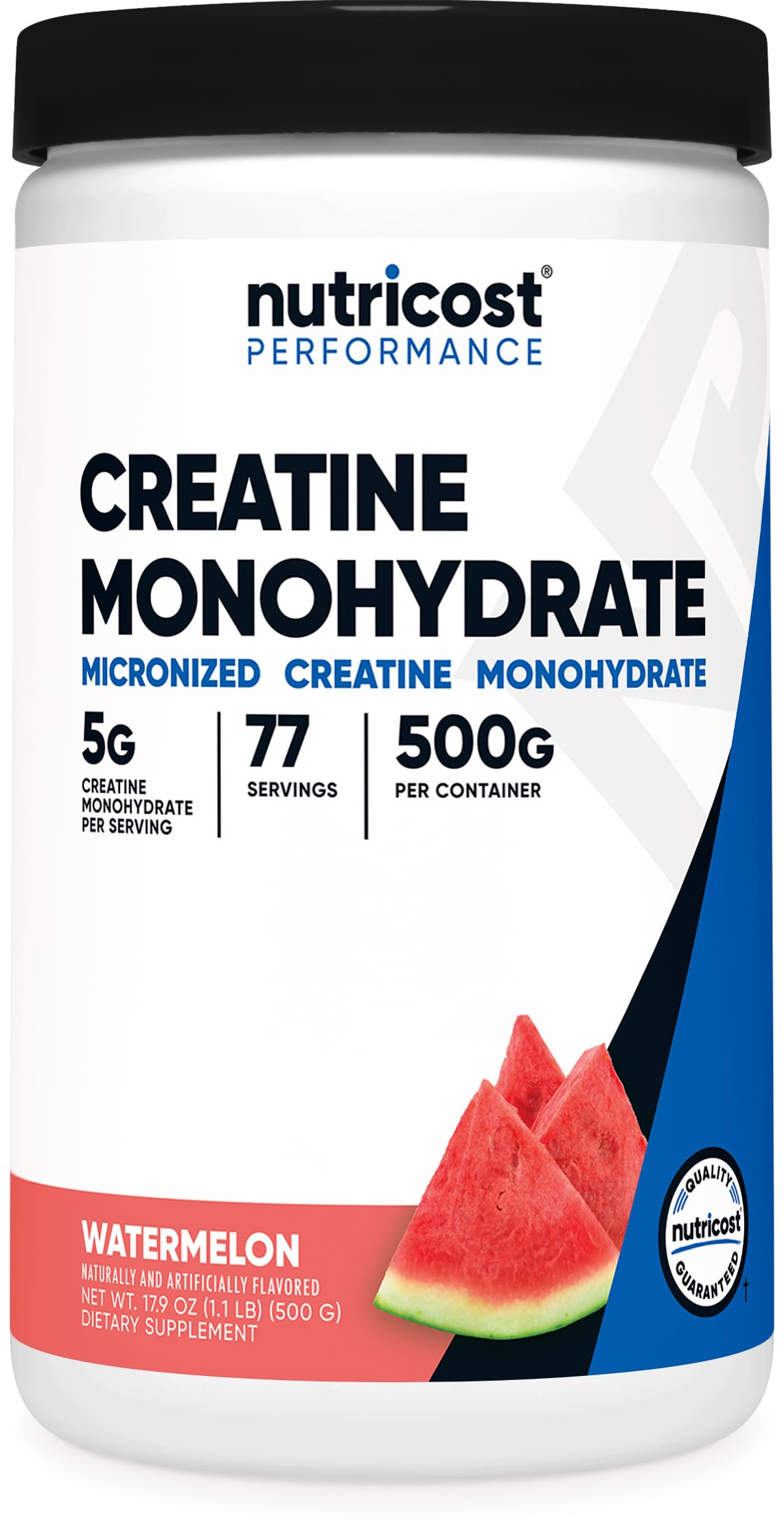 Old World Hub Nutricost Micronized Creatine Monohydrate powder in a 17.9 oz container, showing the label and scoop with creatine powder