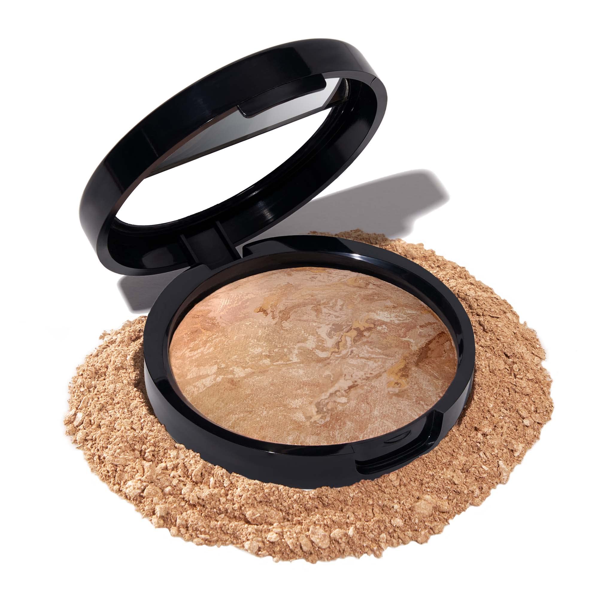 LAURA GELLER NEW YORK baked color correcting powder foundation in medium, natural demi-matte finish, buildable light to medium coverage
