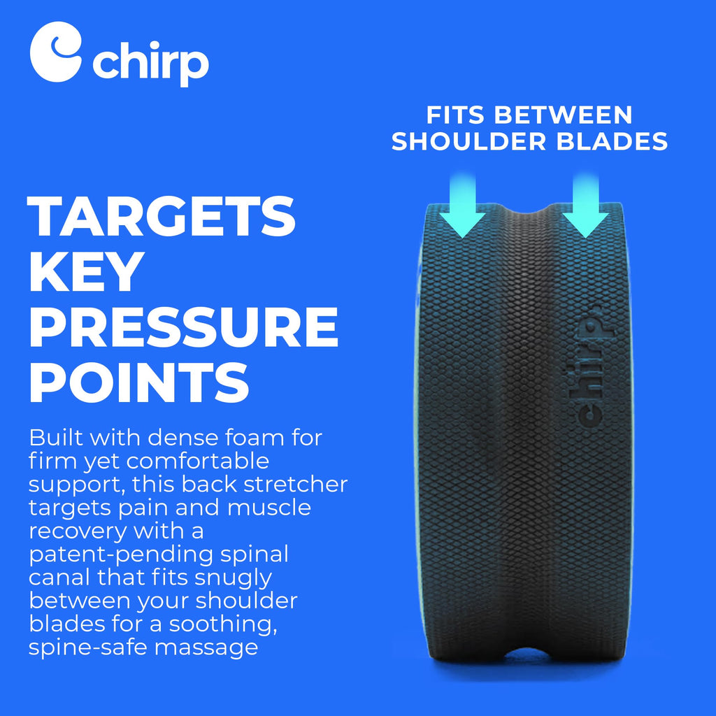 Mint Chirp Wheel foam roller by Old World Hub for back, neck pain relief, muscle massage, and trigger point therapy.