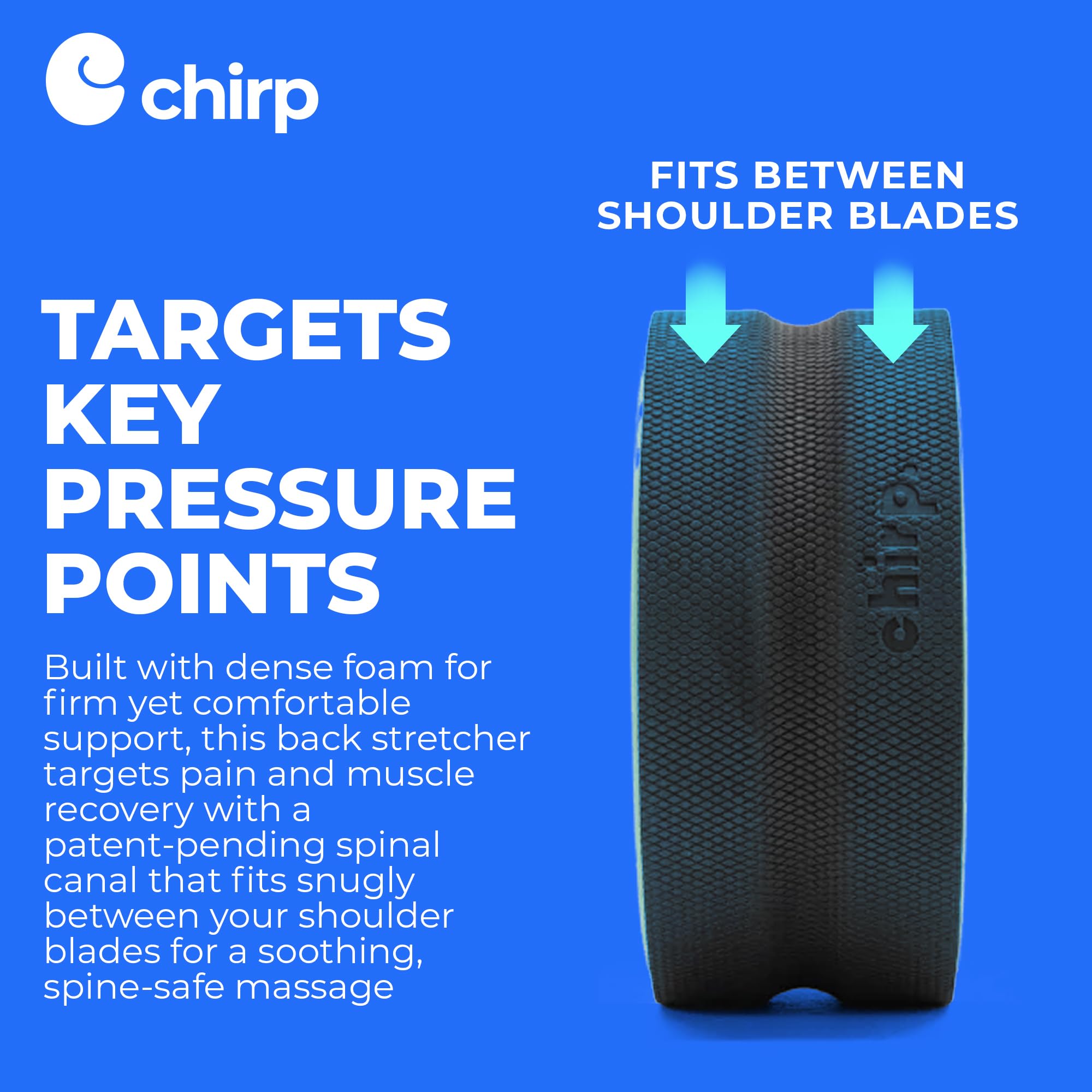 Mint Chirp Wheel foam roller by Old World Hub for back, neck pain relief, muscle massage, and trigger point therapy.
