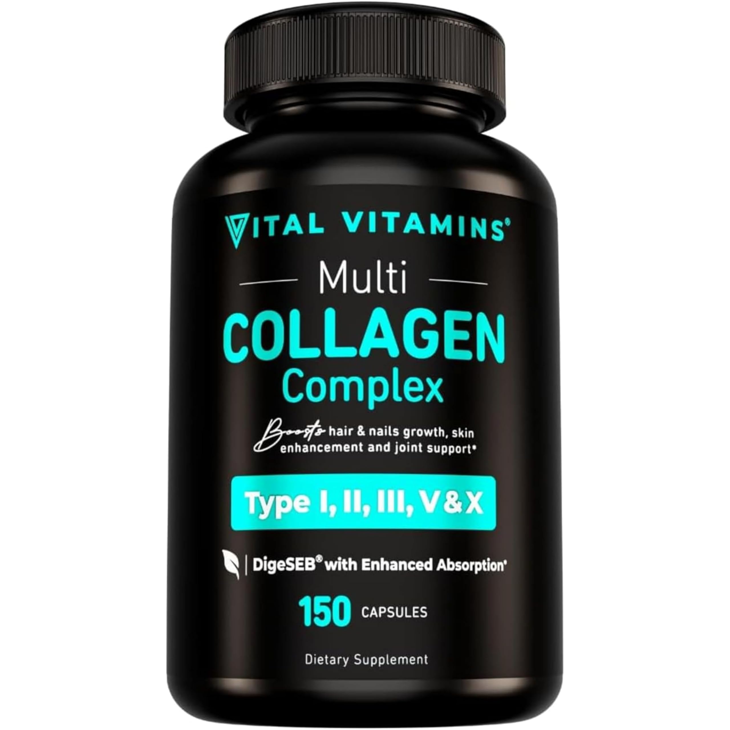 Vital Vitamins Multi Collagen Capsules by Old World Hub, grass-fed collagen peptides supplement in 150 capsules for men and women.
