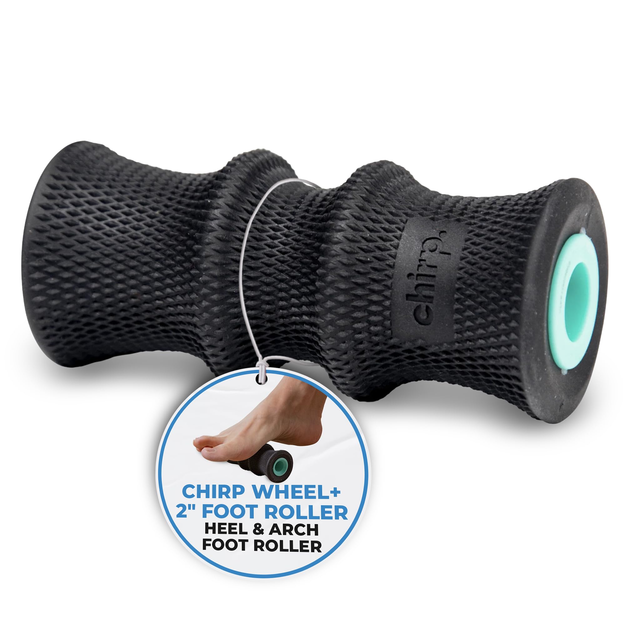 Mint-colored Old World Hub Chirp Wheel foam roller for back and neck pain relief, muscle massage, and trigger point therapy.