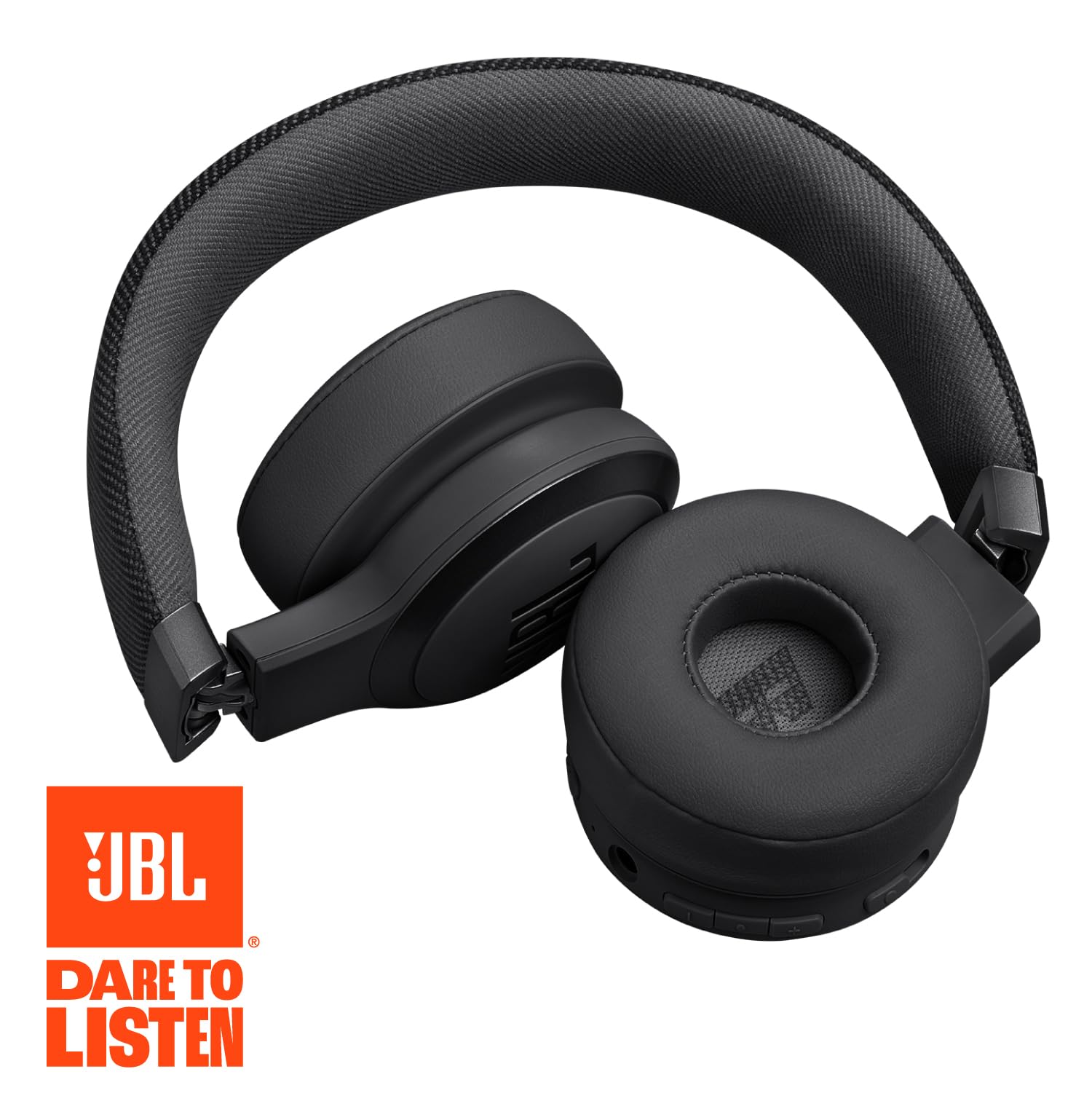 JBL Live 670NC wireless on-ear headphones in black with adaptive noise cancelling, lightweight design, and foldable structure.