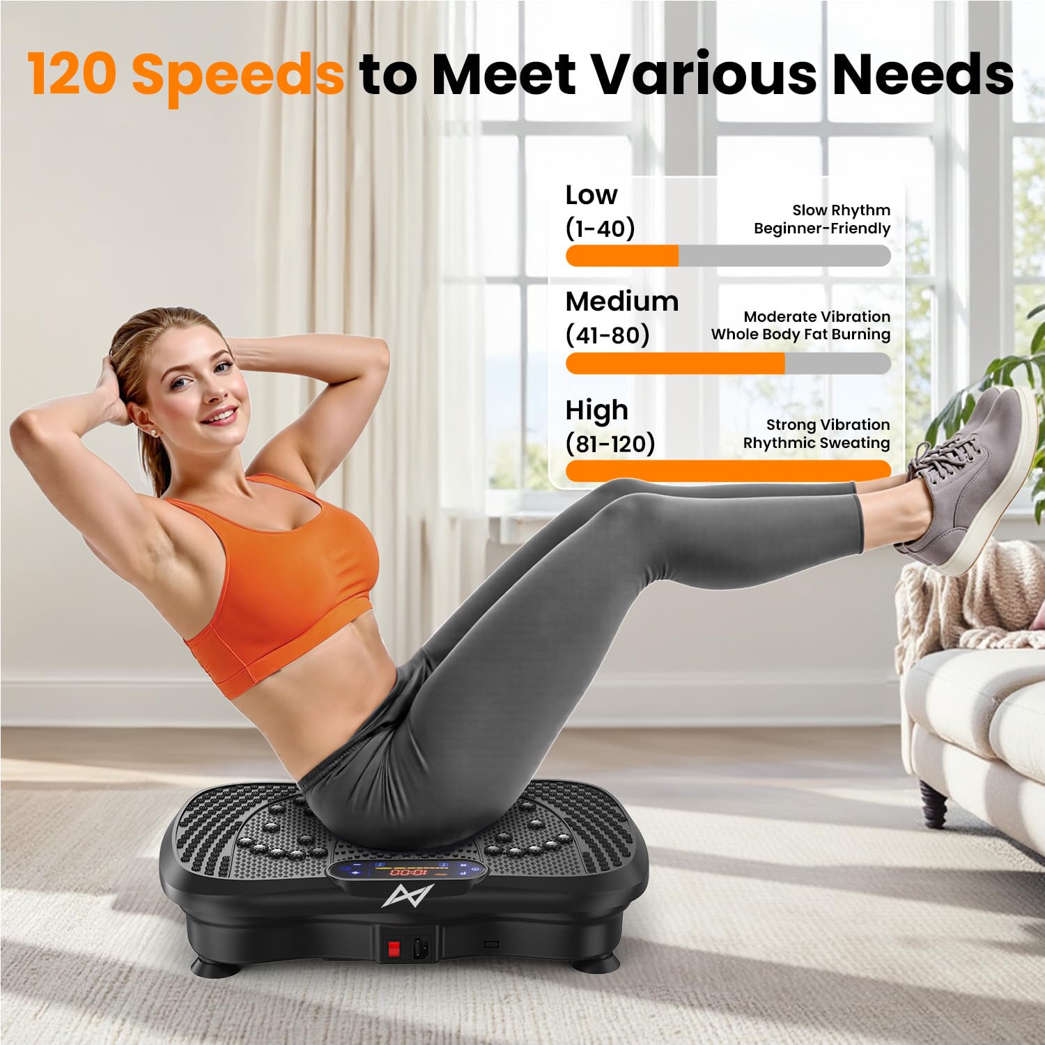 Old World Hub AXV Vibration Plate Fitness Machine with shaking platform for full-body workouts, weight loss, and muscle toning.