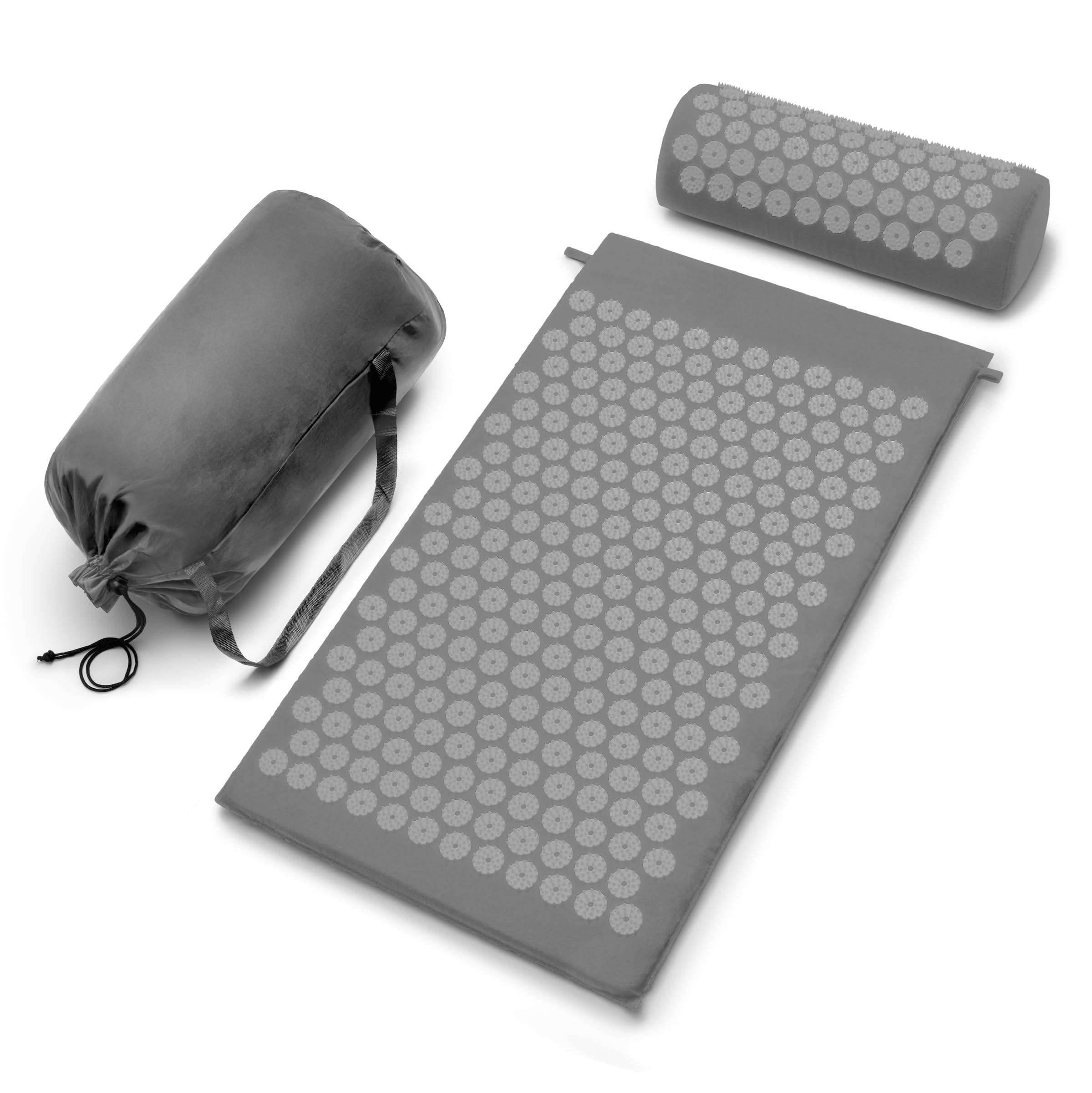 Green Sivan acupressure mat and pillow set by Old World Hub for back, neck, and sciatic pain relief, promoting stress reduction.