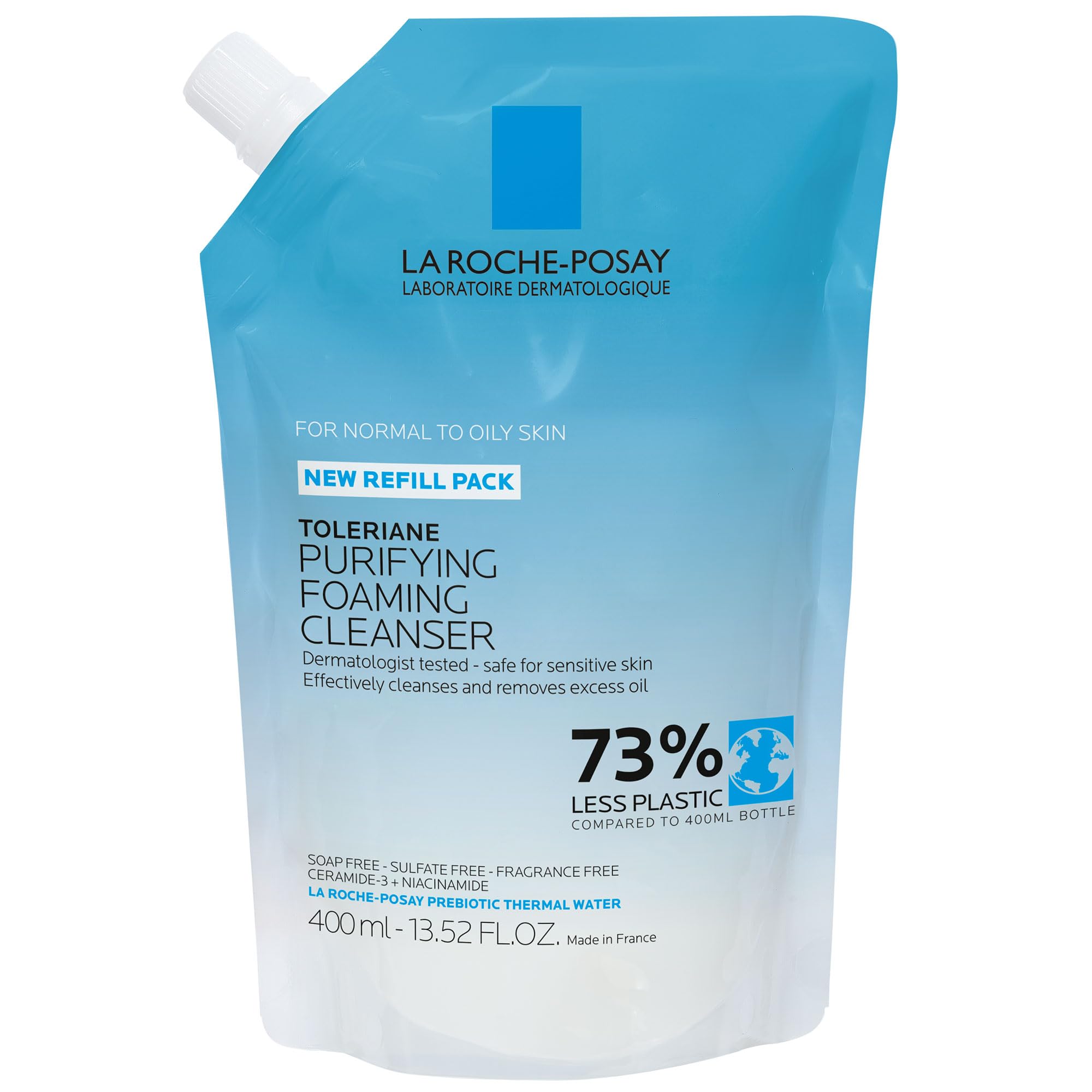 La Roche-Posay Toleriane Purifying Foaming Facial Cleanser with Niacinamide and Ceramides, gentle oil-free face wash for sensitive skin