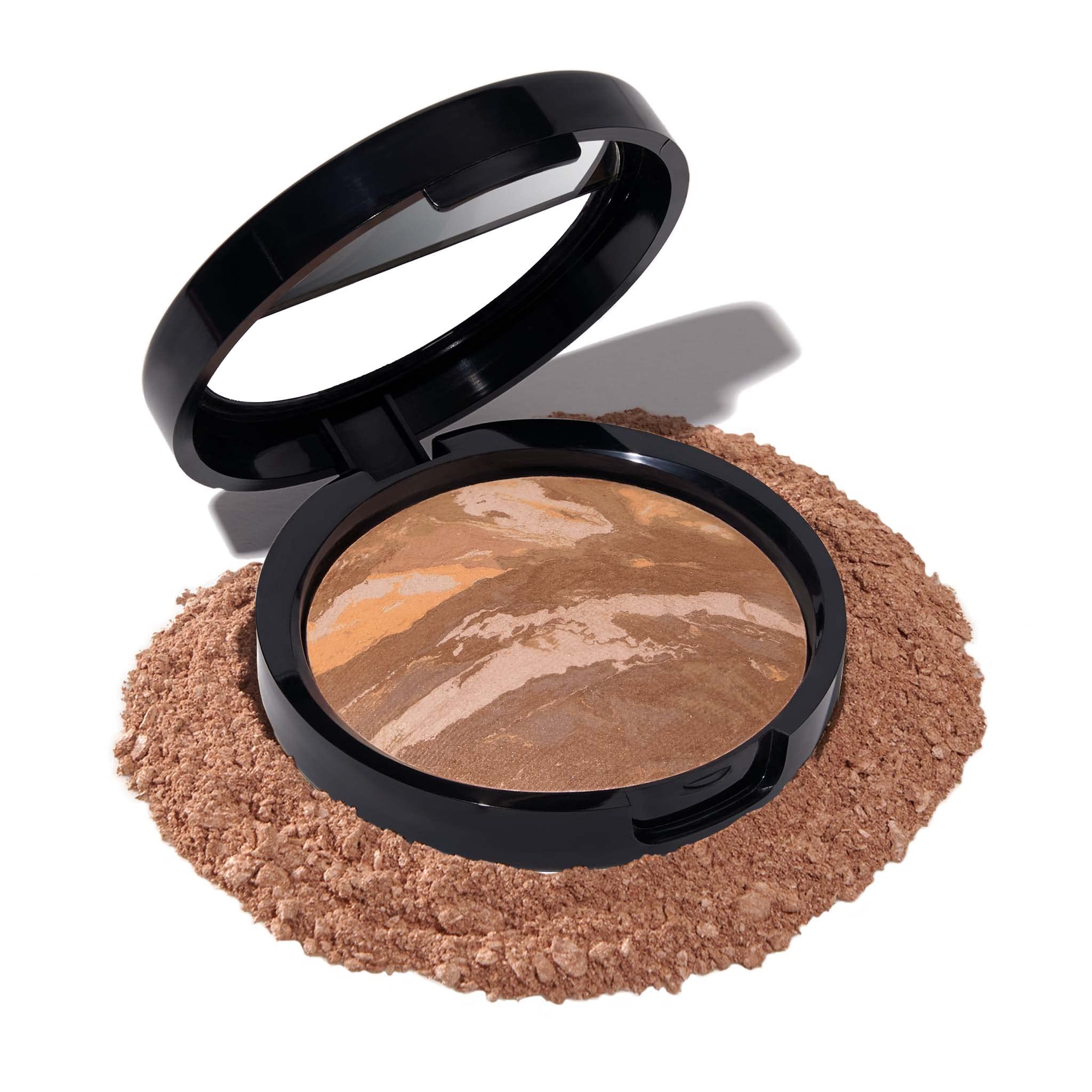 LAURA GELLER NEW YORK baked balance-n-brighten color correcting powder foundation in medium, with natural demi-matte finish and light coverage