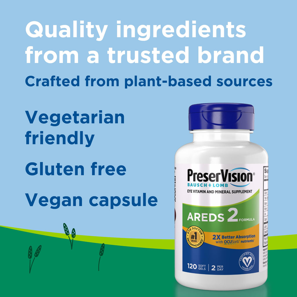 Old World Hub PreserVision AREDS 2 eye vitamins softgels with lutein, zeaxanthin, vitamins C, E, zinc, and copper, 120-count