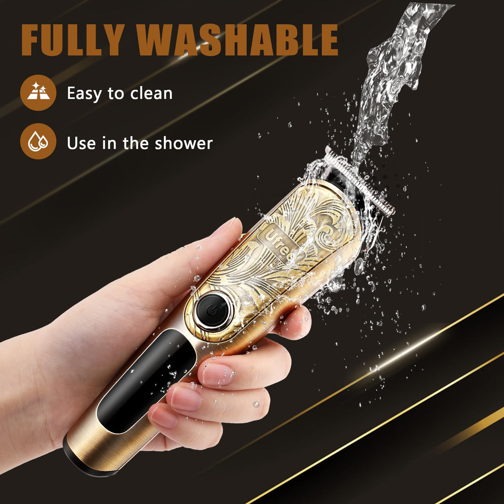 Old World Hub Ufree waterproof beard trimmer for men, cordless electric razor for nose, face, body, and mustache grooming.