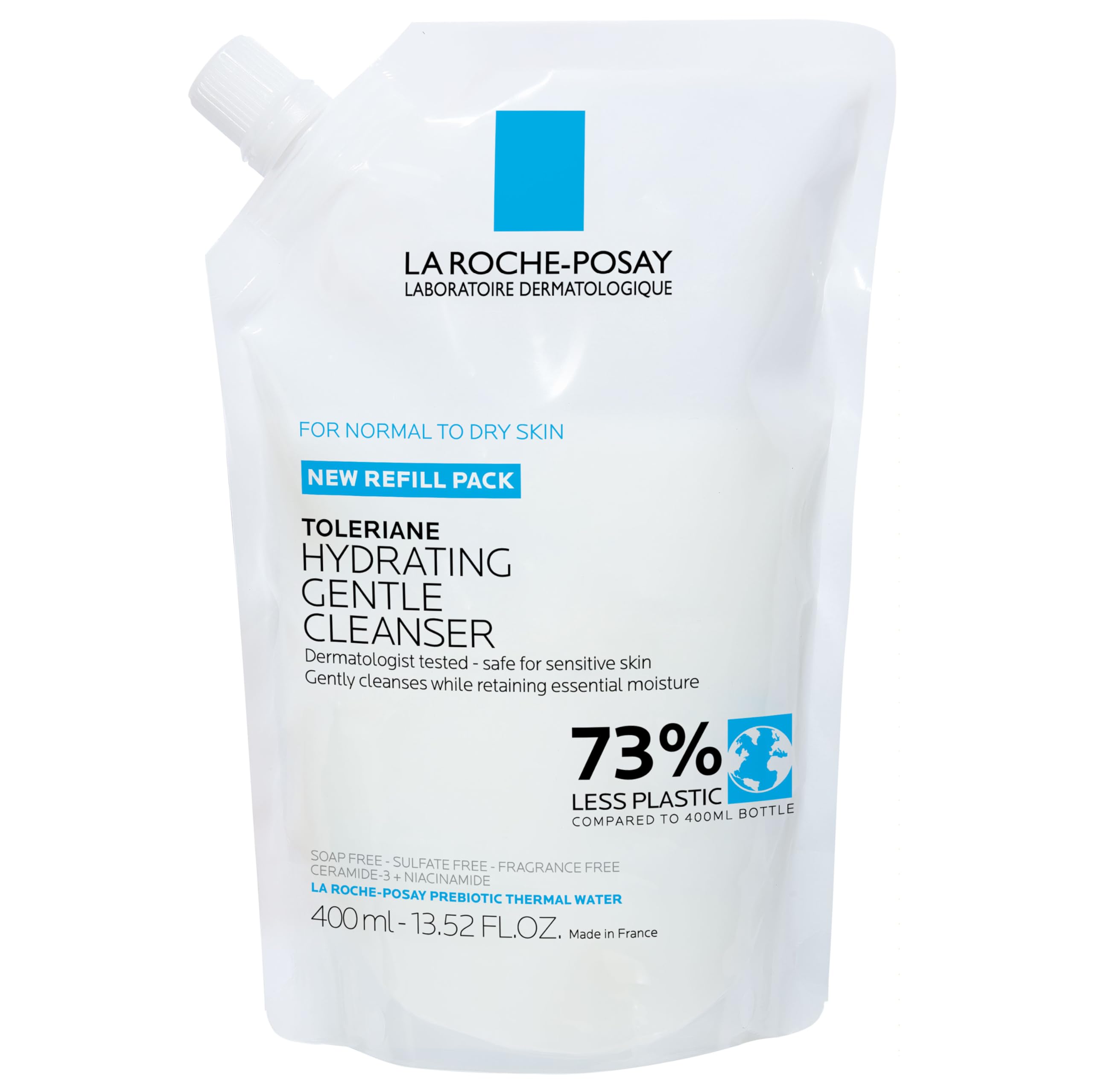 La Roche-Posay Toleriane Hydrating Gentle Face Cleanser for dry and sensitive skin, with niacinamide and ceramides, fragrance free