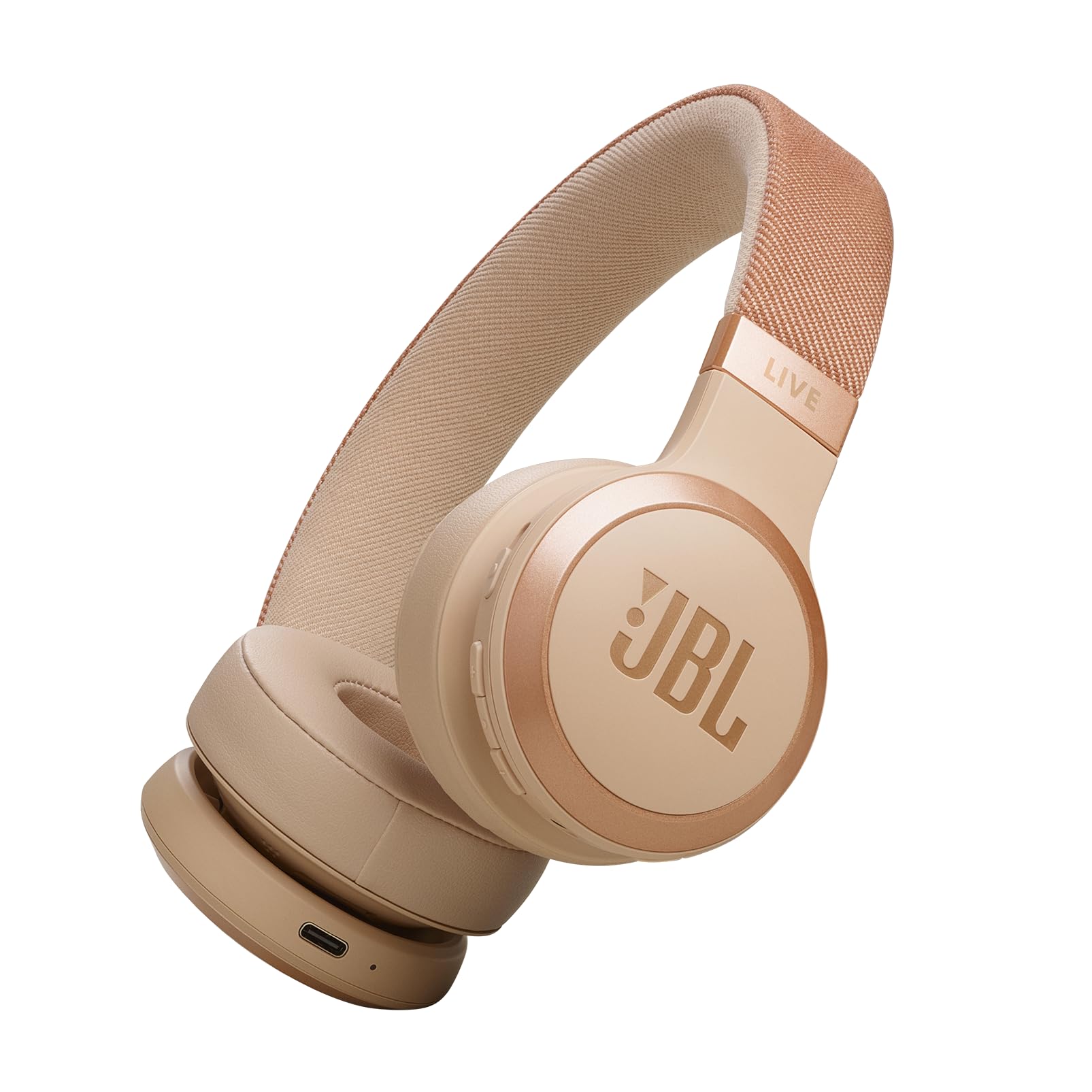 JBL Live 670NC wireless on-ear headphones in black with adaptive noise cancelling, foldable design, and up to 65-hour battery life