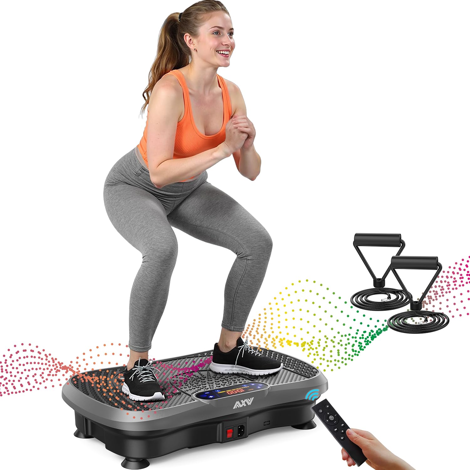 Old World Hub AXV Vibration Plate Fitness Machine for full-body workouts, shaking platform for weight loss and muscle toning.