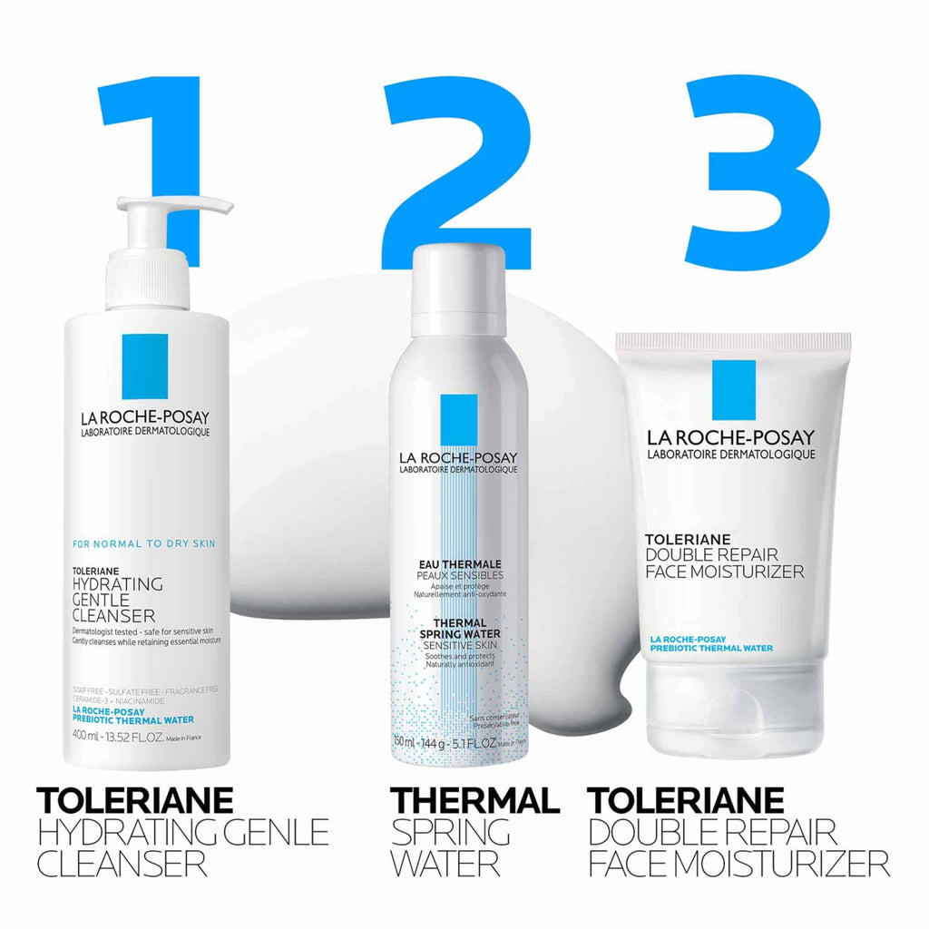Old World Hub La Roche-Posay Toleriane Hydrating Gentle Face Cleanser for dry and sensitive skin, with niacinamide and ceramides.