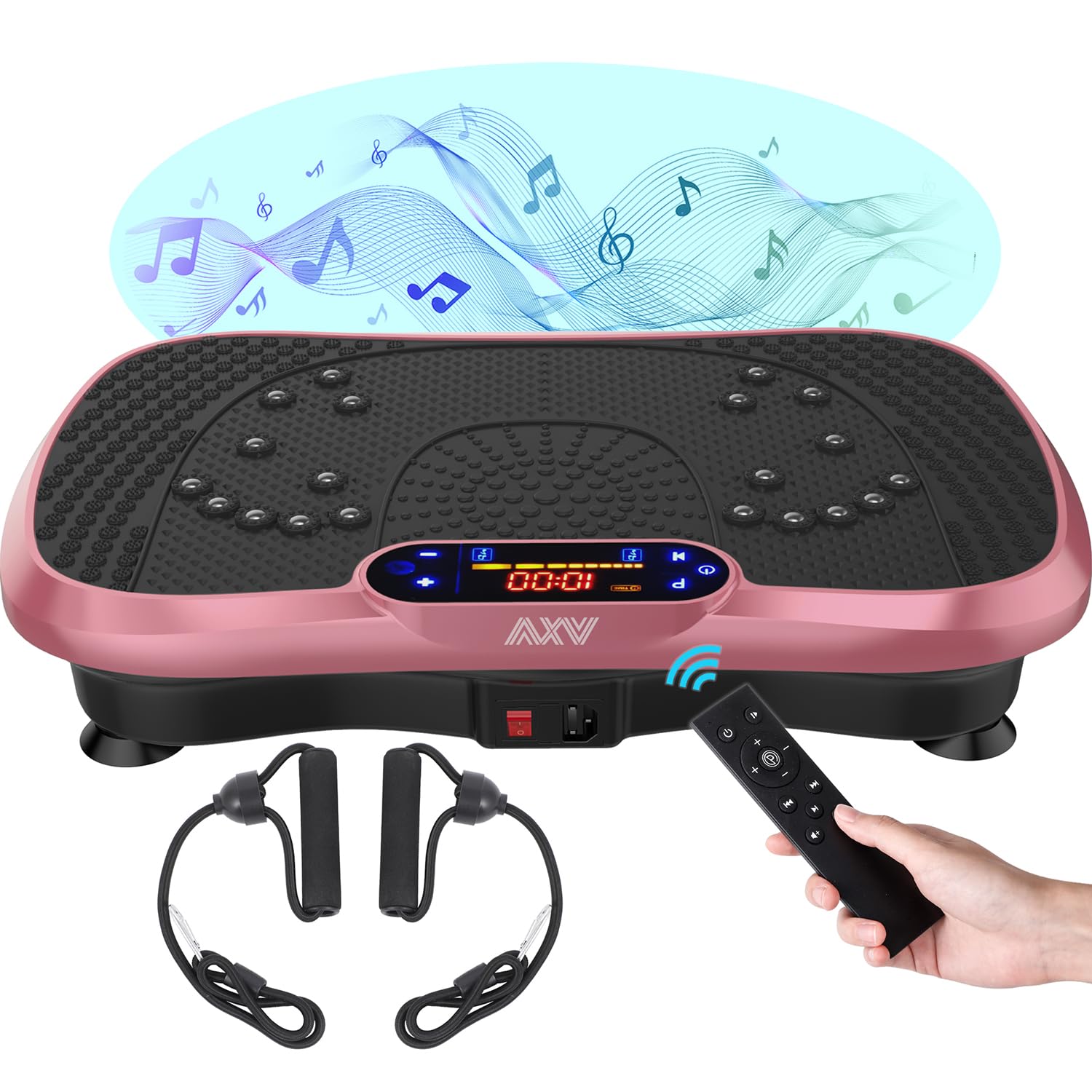 Old World Hub AXV Vibration Plate Fitness Machine showing a full-body vibrating workout platform for exercise and fat burning.