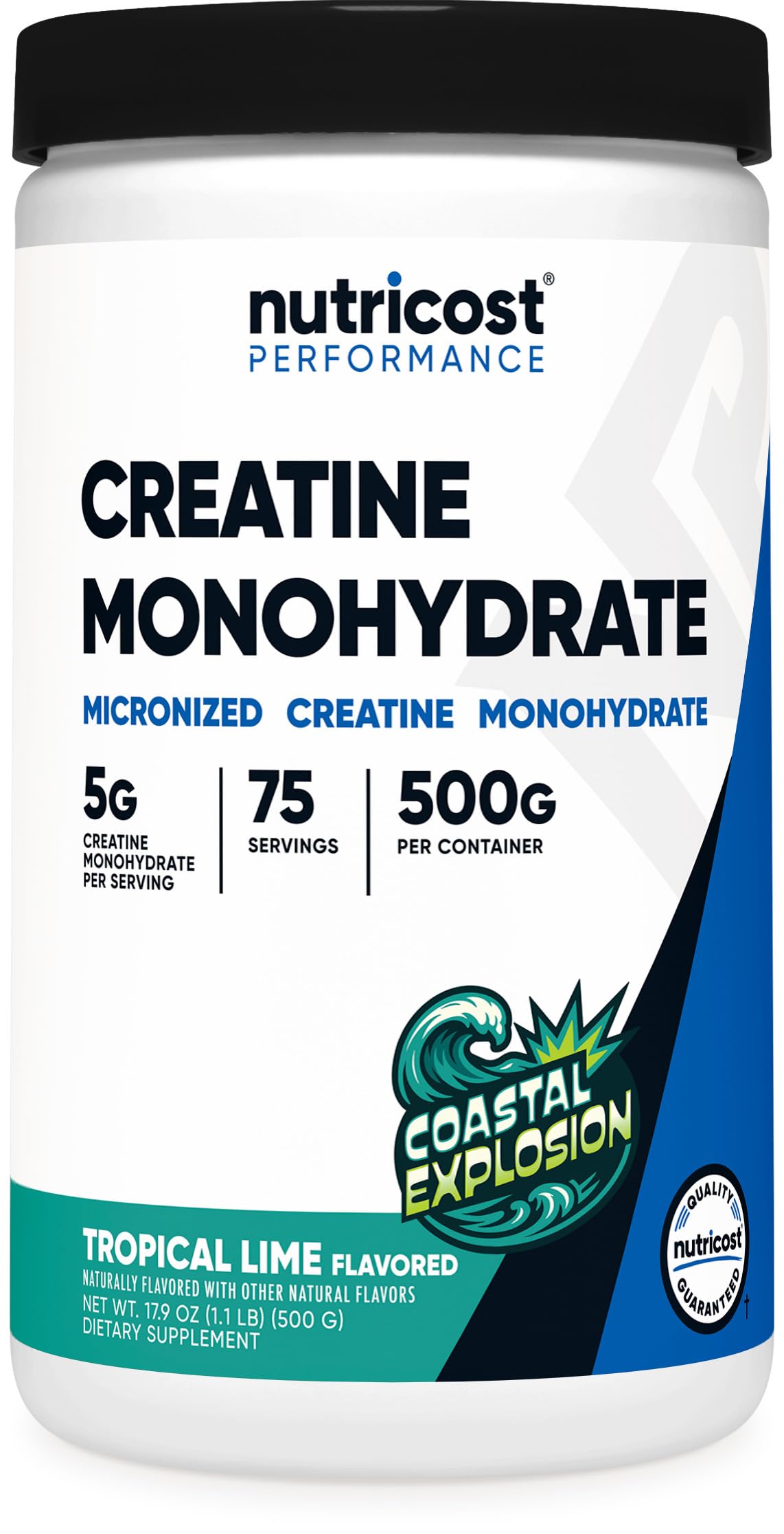 Old World Hub Nutricost Creatine Monohydrate Micronized powder in a 17.9 oz container, showing the white powder inside.