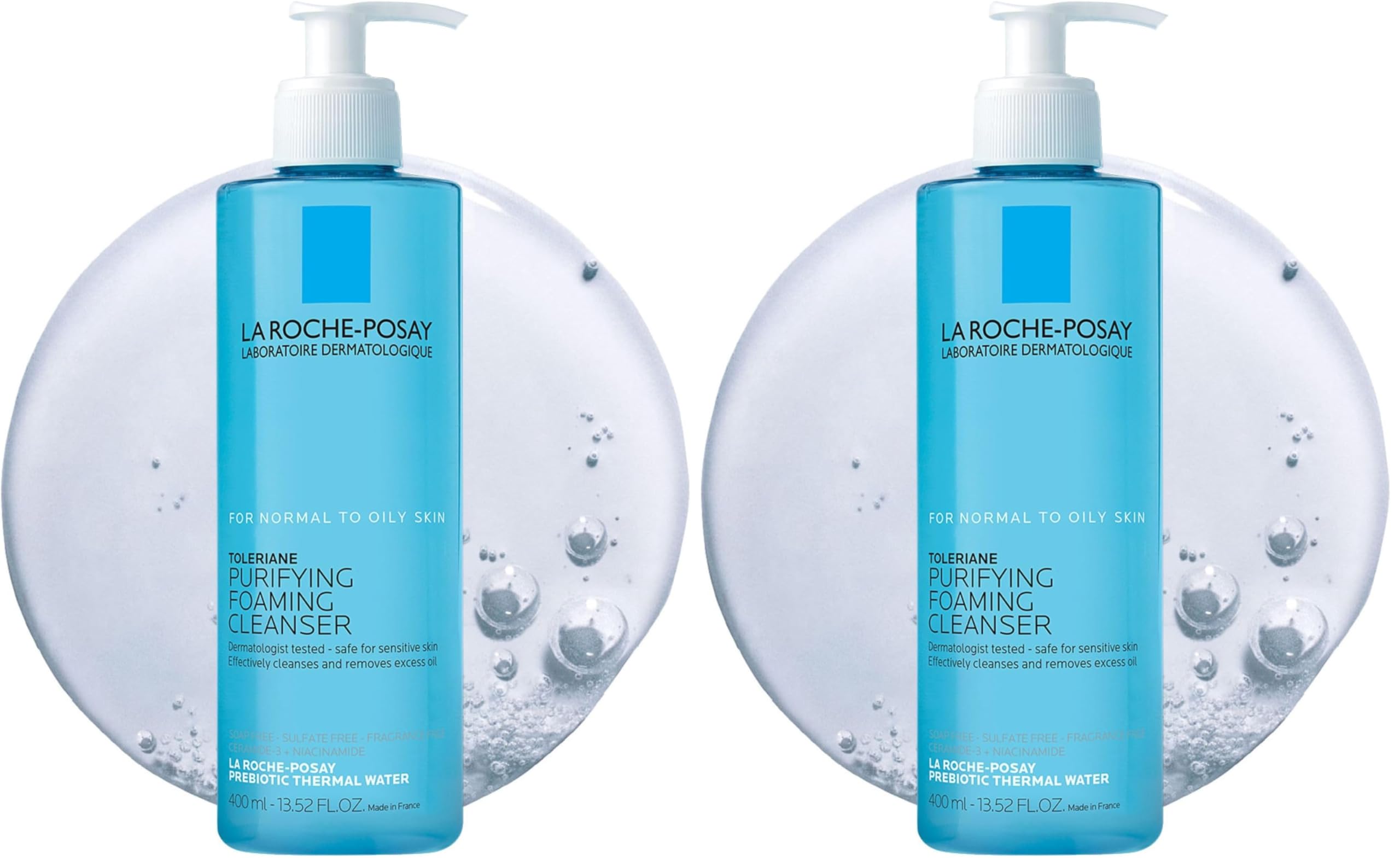 La Roche-Posay Toleriane Purifying Foaming Facial Cleanser in 71g tube, oil-free face wash with niacinamide and ceramides for sensitive skin