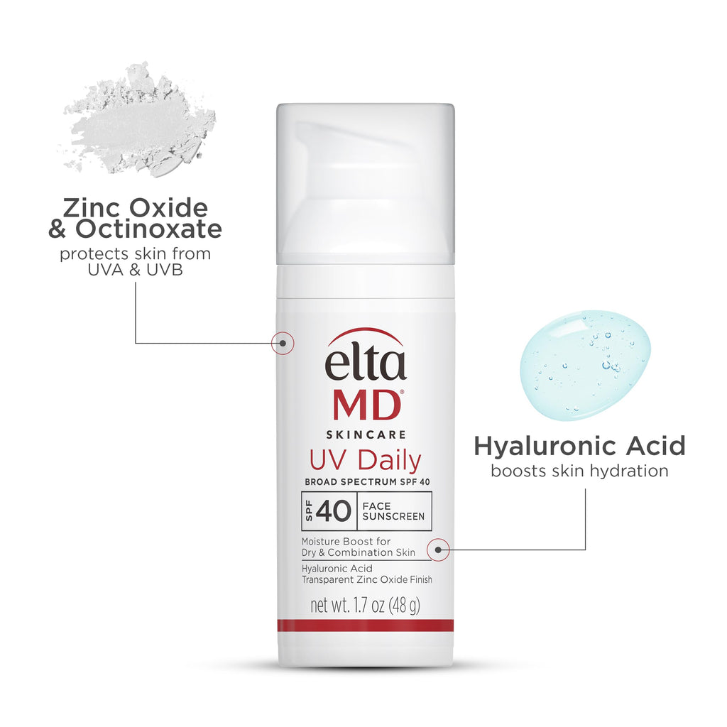 EltaMD UV Daily face moisturizer with SPF and zinc oxide, suitable for dry, combination, and normal skin, in a pump bottle