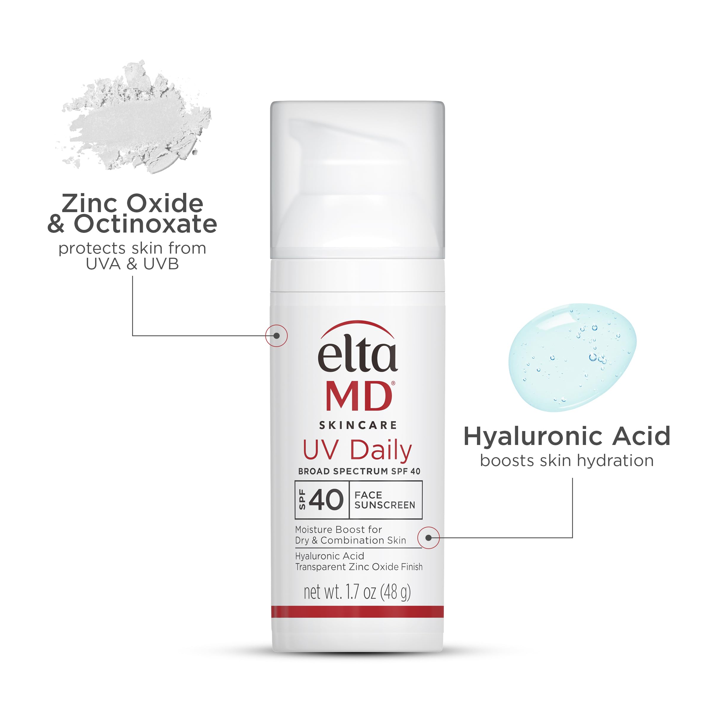 EltaMD UV Daily face moisturizer with SPF and zinc oxide, suitable for dry, combination, and normal skin, in a pump bottle