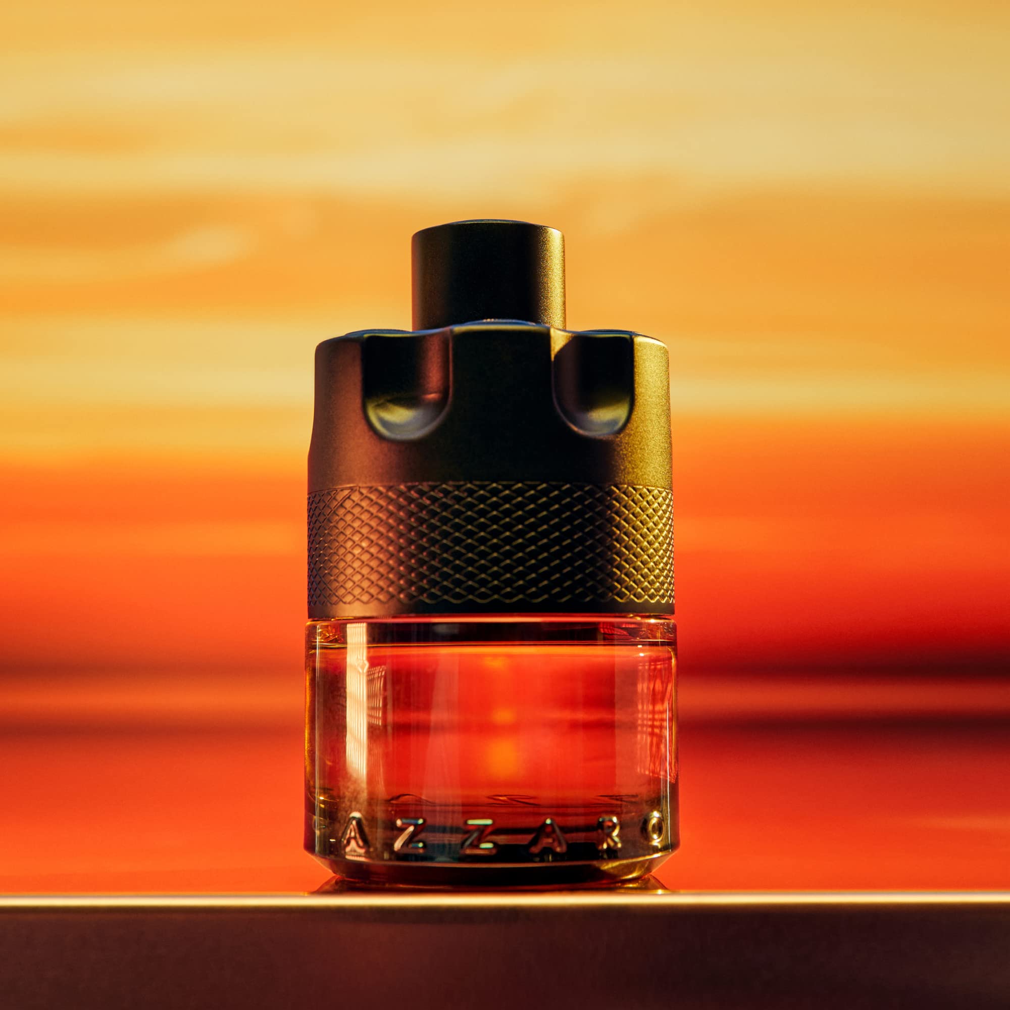 Azzaro The Most Wanted Parfum bottle for men with spicy, seductive scent, perfect for date night, featuring luxurious packaging.