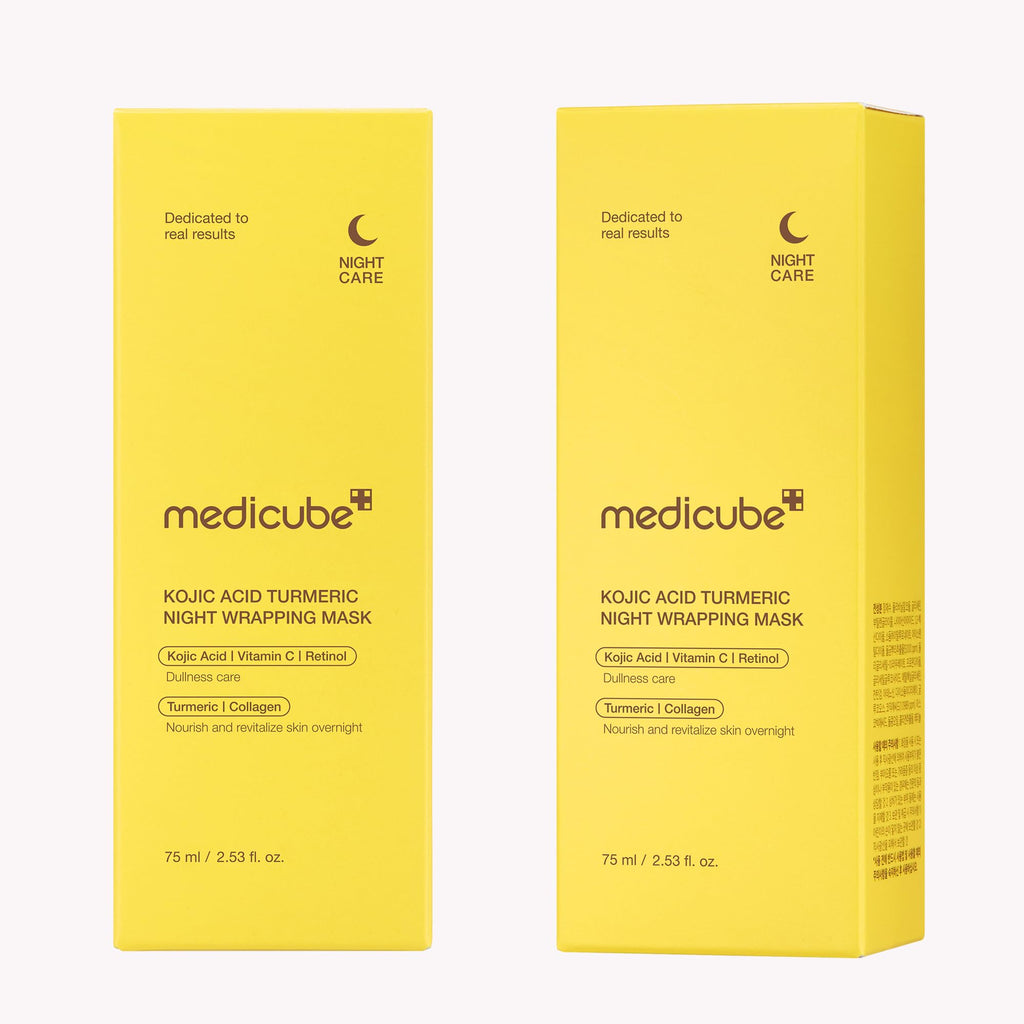 Medikube Wrapping Mask Collagen overnight peel-off facial mask showing the product container with a smooth, glossy surface and hydration benefits.