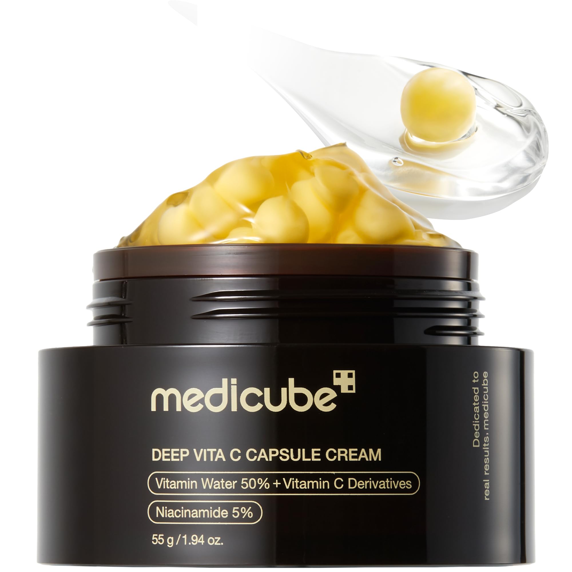 Medicure Capsule Cream with Deep Vitamin C from Old World Hub, golden liposome capsules for radiant, firm, and hydrated skin.