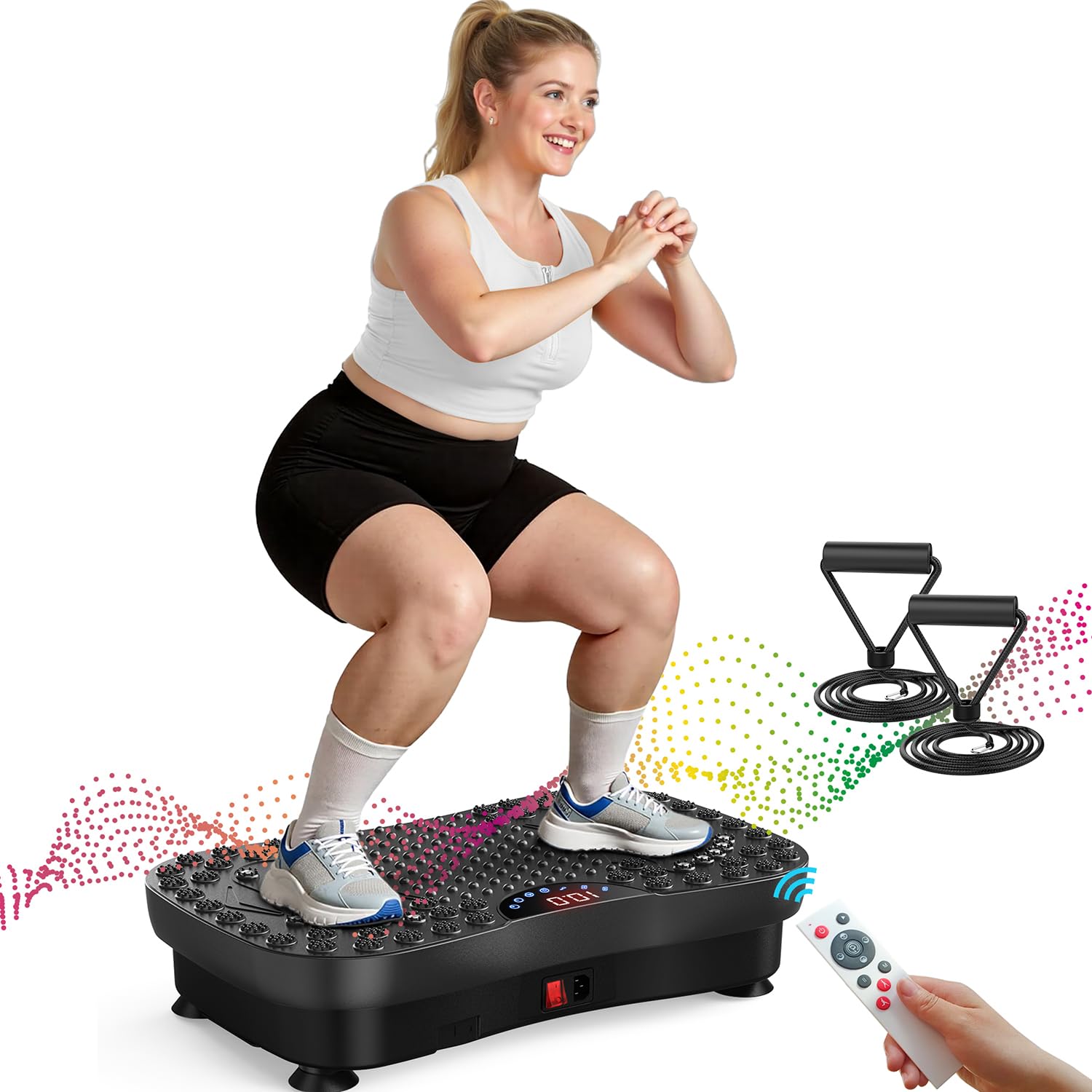AXV Vibration Plate Fitness Machine by Old World Hub showing a full-body workout platform with vibrating and shaking features for exercise.
