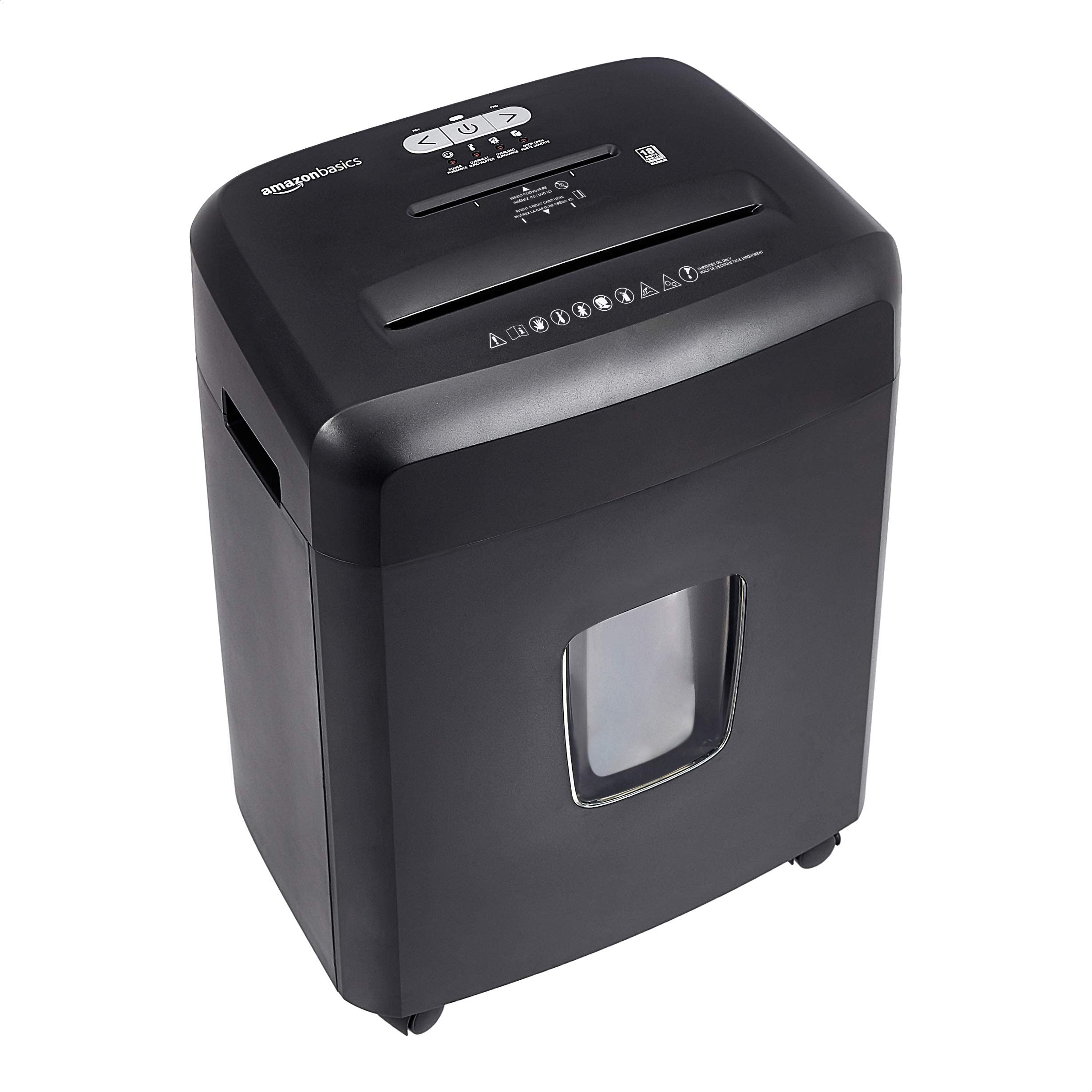 Old World Hub Amazon Basics 8-sheet high security cross cut paper and credit card shredder in black with auto shut-off