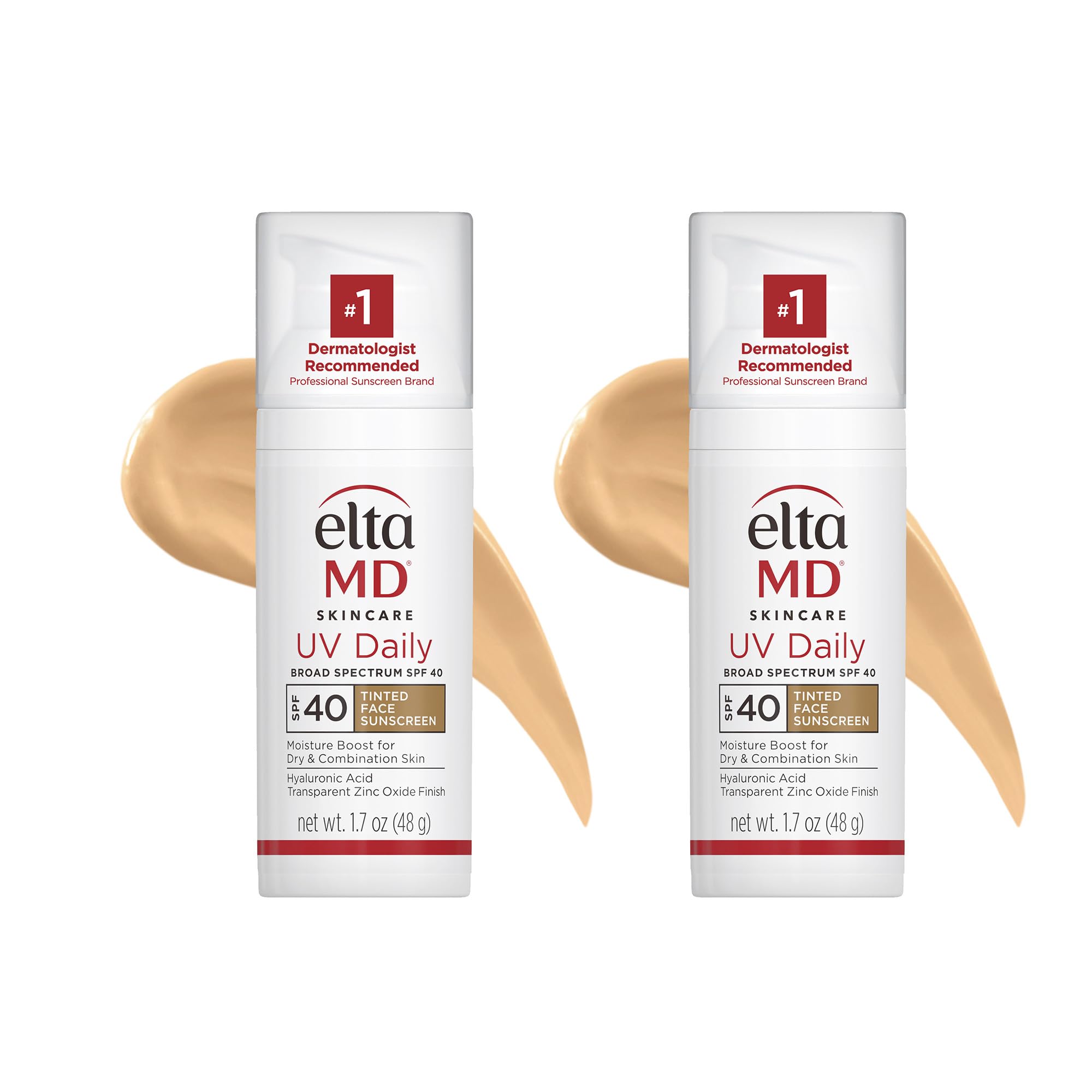 EltaMD UV Daily face sunscreen moisturizer with zinc oxide, suitable for dry, combination, and normal skin, applied on face.