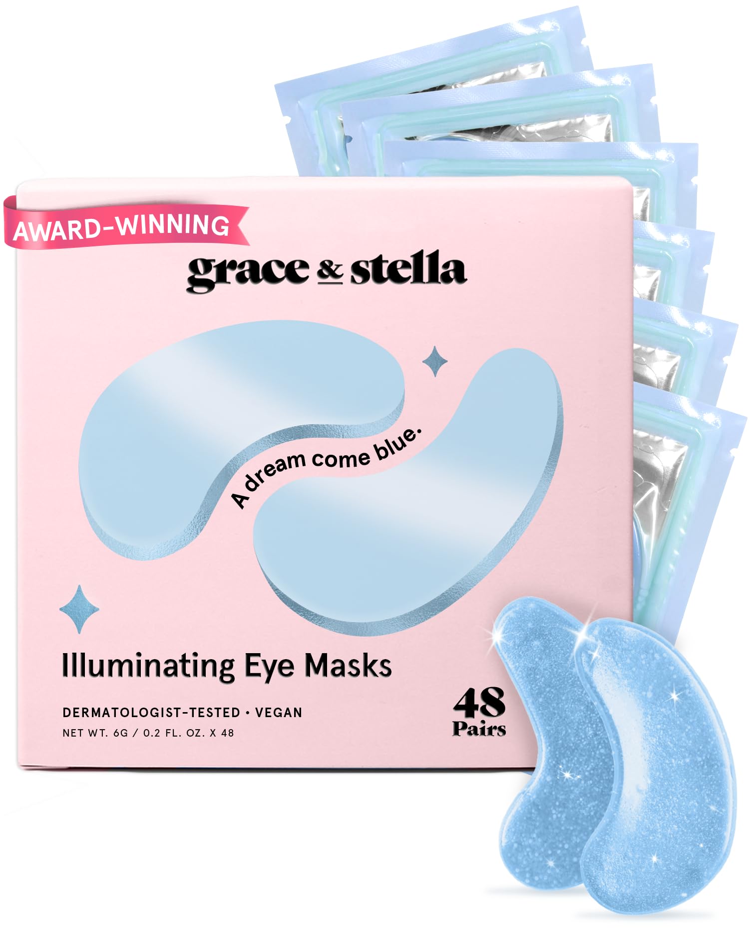 Old World Hub Grace & Stella gold under eye mask gel patches for dark circles, puffiness, and under eye bags, 24 pairs.