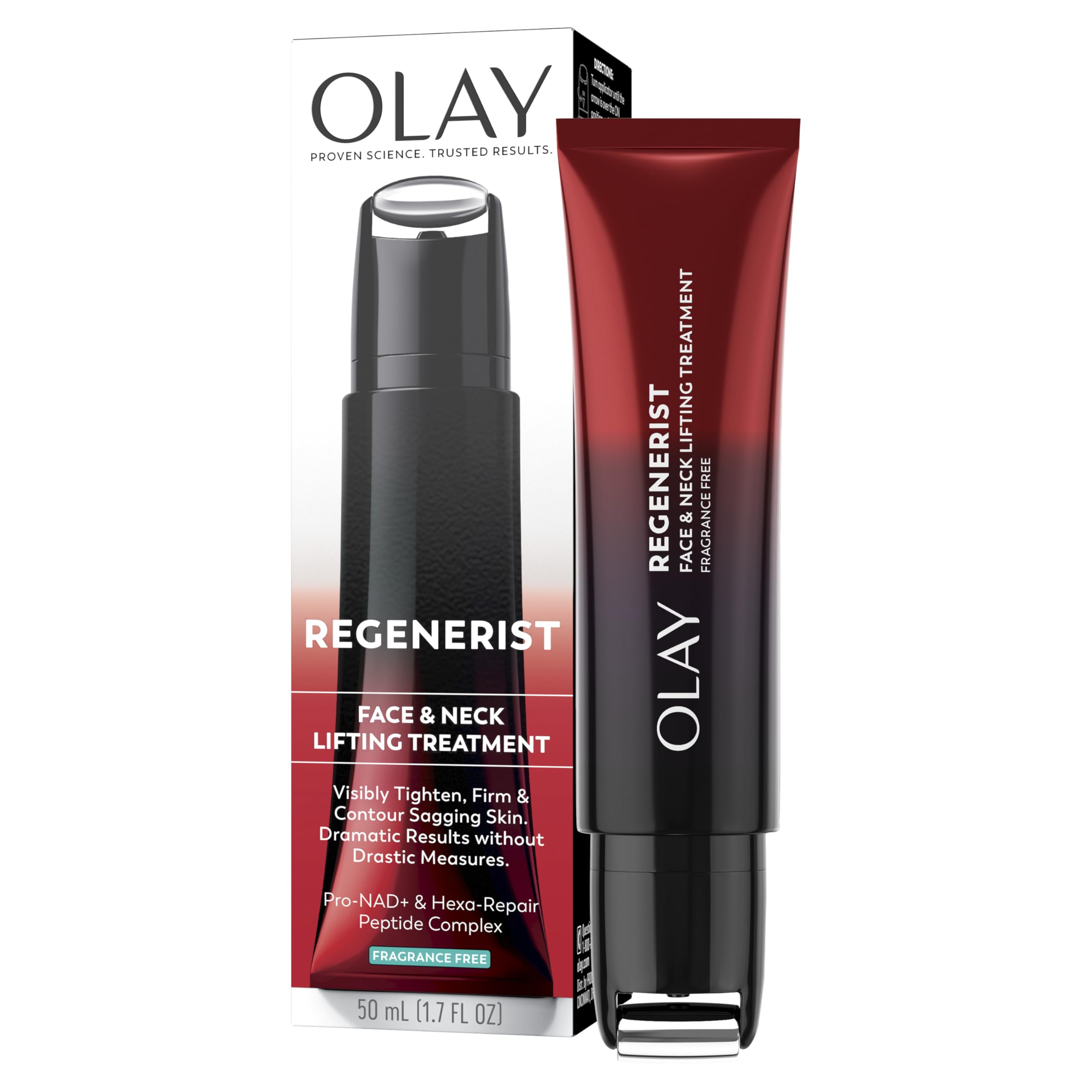 Olay Regenerist Neck and Face Roller with anti-aging serum, tightening, firming, cooling, fragrance-free, 1.7oz for women.