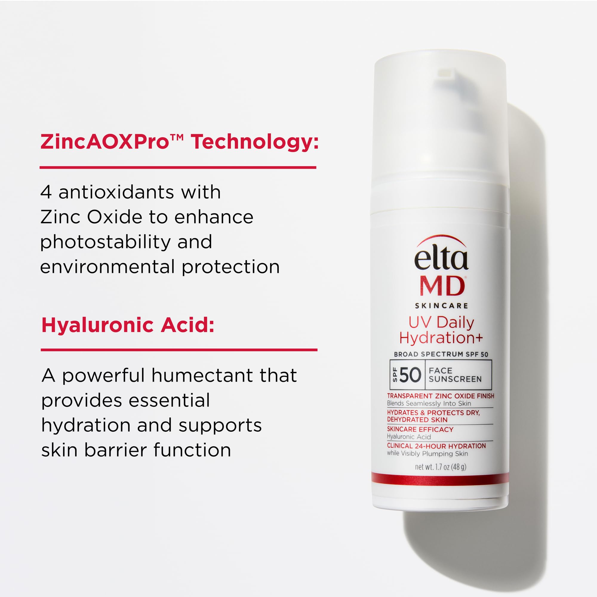 EltaMD UV Daily face sunscreen moisturizer with zinc oxide, suitable for dry, combination, and normal skin, showing the product tube.