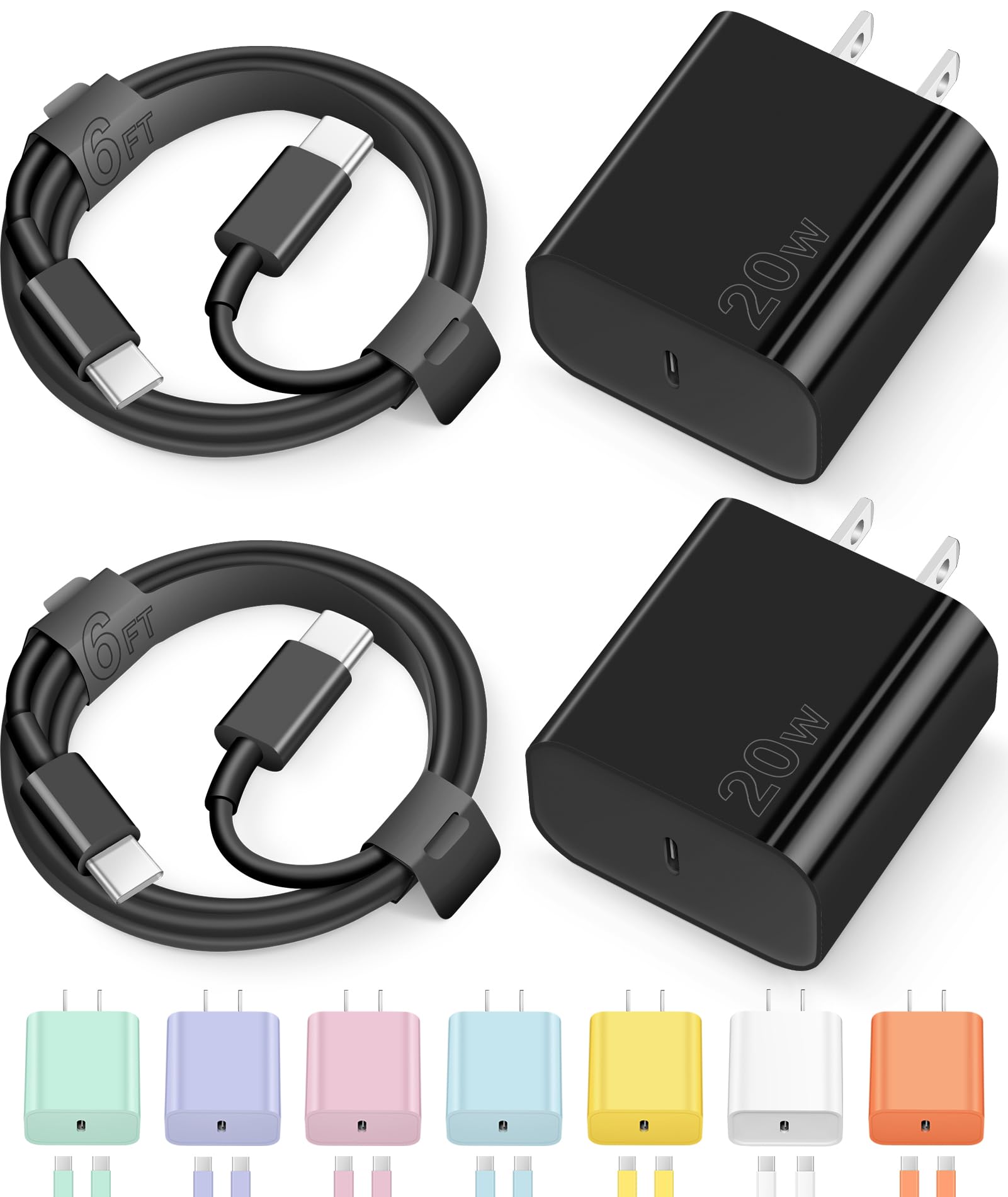 Fast charging USB C charger block with 6ft cable for iPhone 17, 16, 15, iPad Pro, and Air Pro Max from Old World Hub Store.