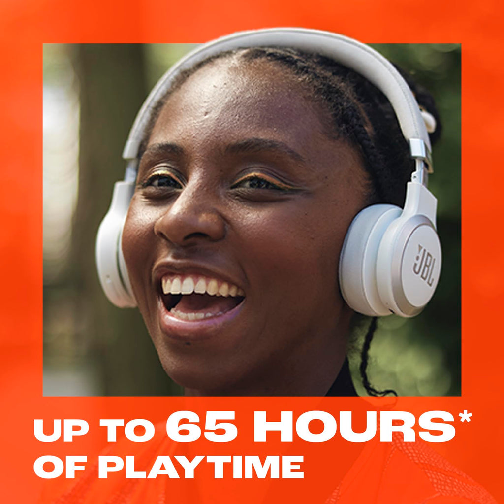 Black JBL Live 670NC wireless on-ear headphones with adaptive noise cancelling, foldable design, and up to 65-hour battery life.