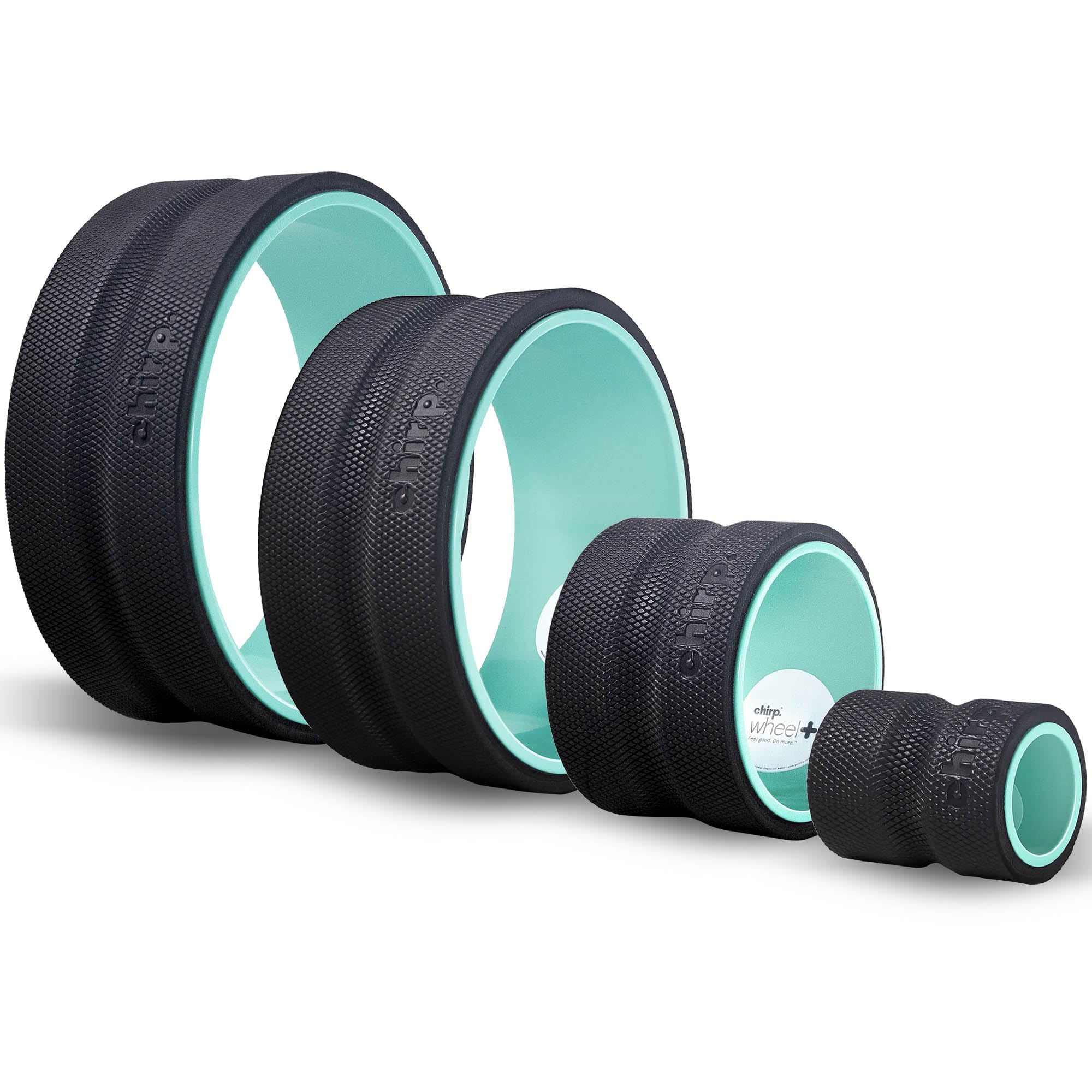 Mint Chirp Wheel foam roller by Old World Hub, 10-inch high-density tool for back, neck pain relief, muscle massage, and stretching.