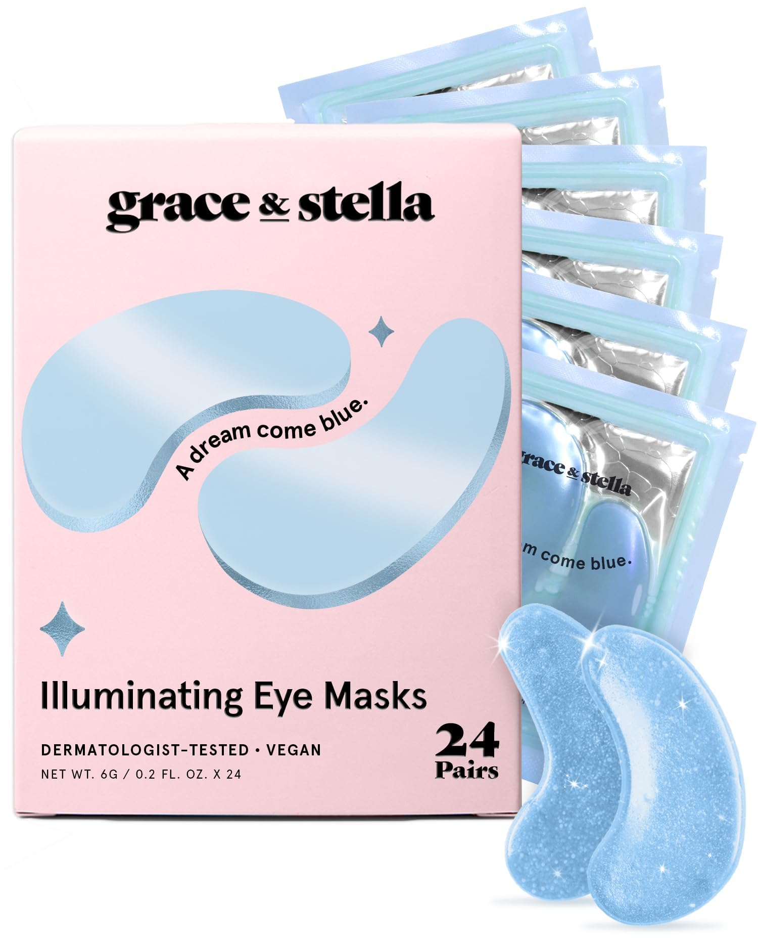 Gold gel eye patches by Old World Hub, award-winning under eye masks for dark circles, puffiness, and undereye bags, 24 pairs.
