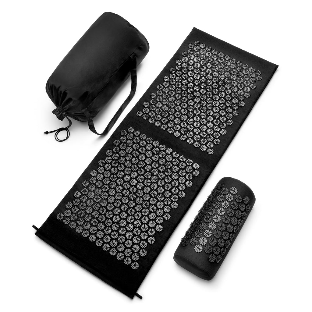 Green Sivan acupressure mat and pillow set by Old World Hub for back, neck, and sciatic pain relief with textured surface.