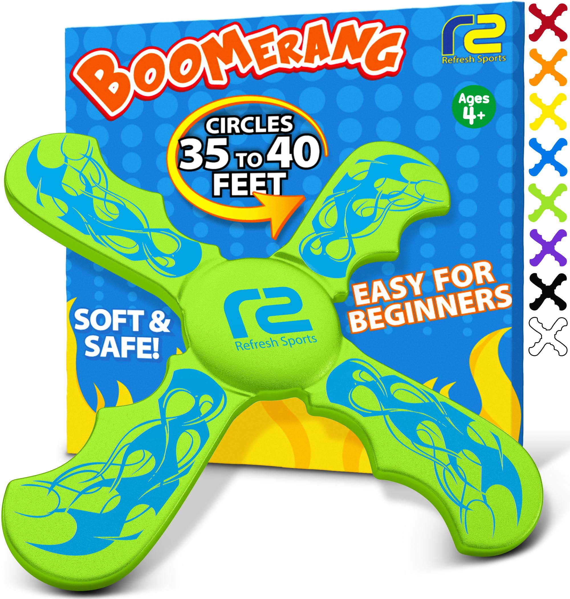 Old World Hub fun boomerang for kids, soft and easy to use outdoor toy, perfect Easter basket stuffer for boys and girls ages 6-12.