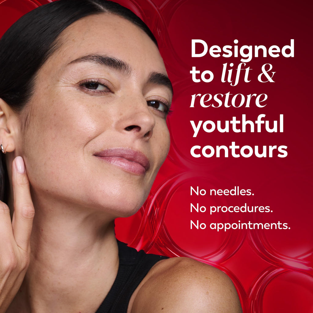Olay Regenerist neck and face roller with cooling, fragrance-free design for tightening, firming, and anti-aging skincare.