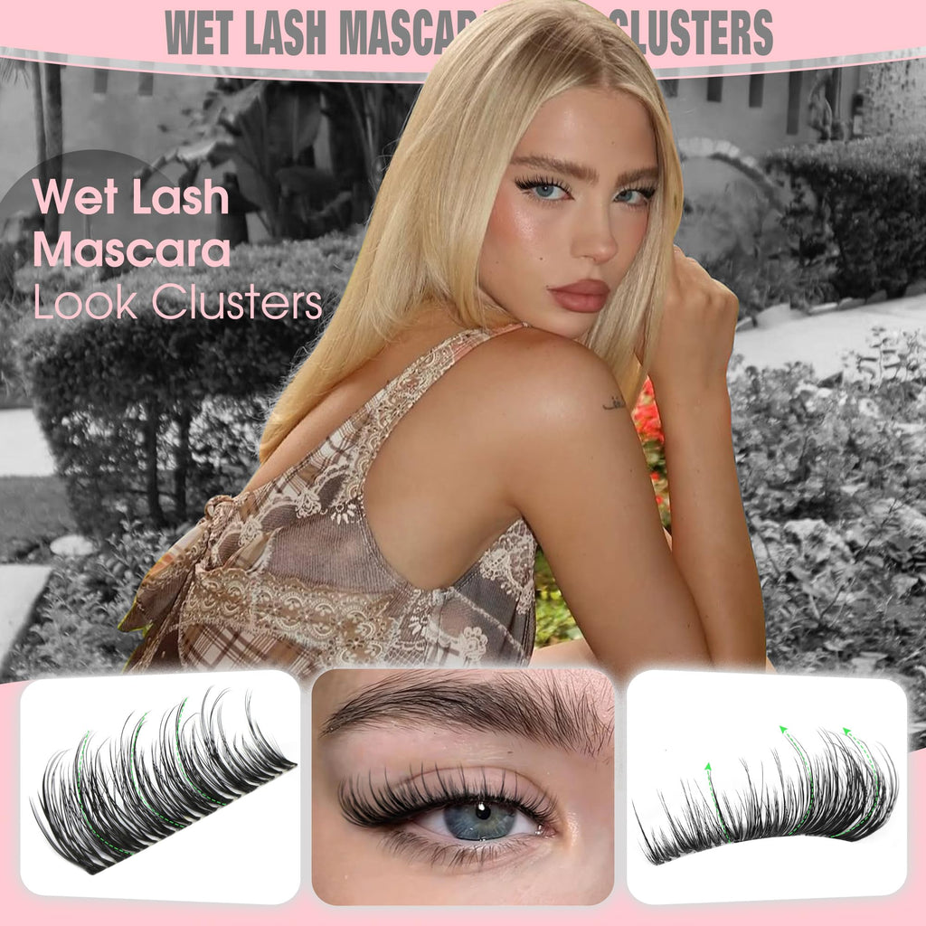 Old World Hub lash clusters kit with 300 natural C curl eyelash clusters in 10-16mm for DIY lash extensions, no tweezers included.