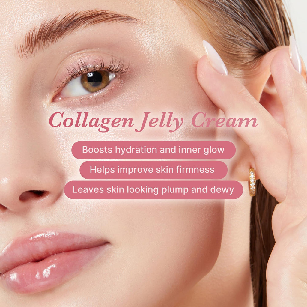 Old World Hub Medicube Jelly Cream with Collagen and Niacinamide showing the jar with creamy texture and label highlighting skin hydration