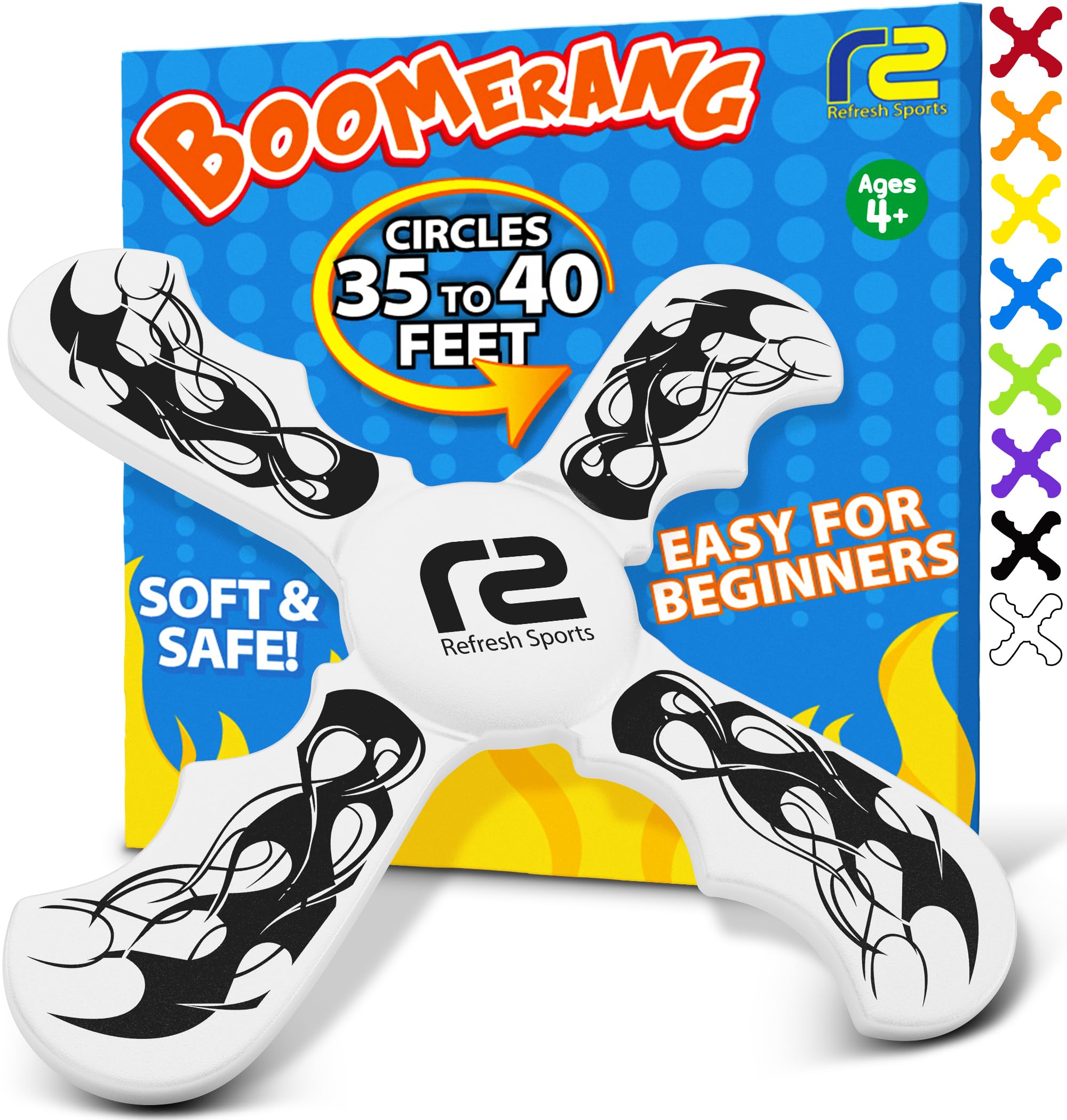 Old World Hub fun boomerang for kids, soft and easy to use outdoor toy, ideal Easter basket stuffer for boys and girls ages 6-12.