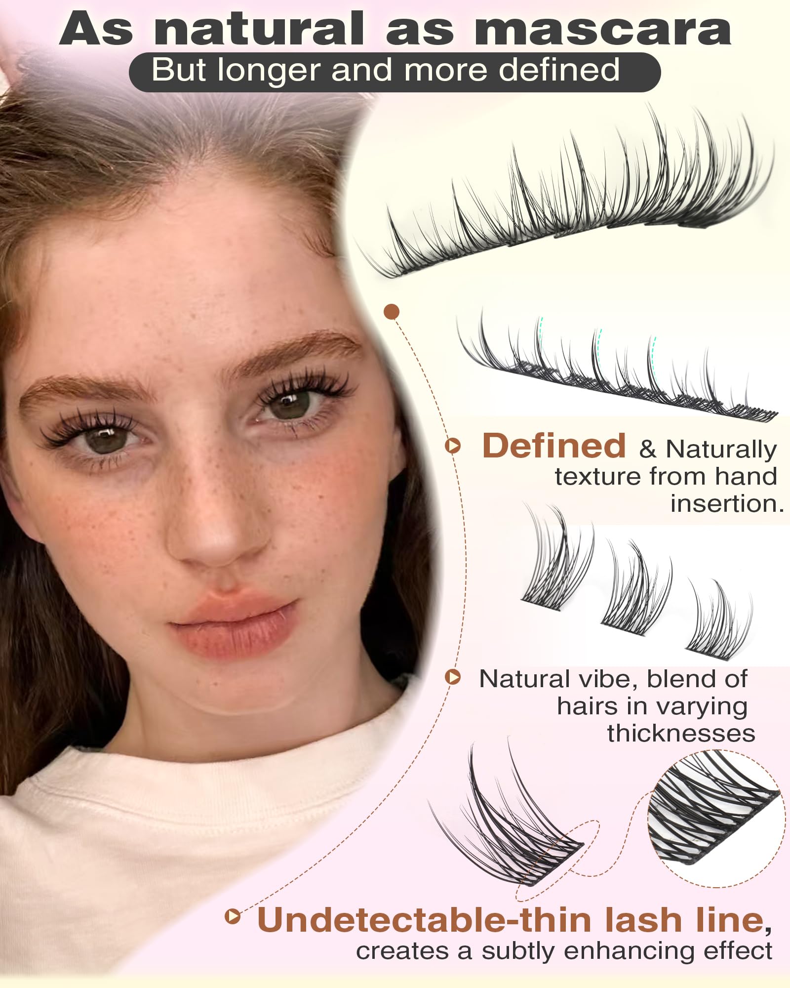 Old World Hub wispy eyelash clusters kit with 300 C curl natural-looking lash extensions in 10-16mm for DIY lash enhancements