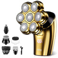 Old World Hub 7D Arc Electric Shaver for head and body with waterproof design, LED display, and detachable heads in grey.